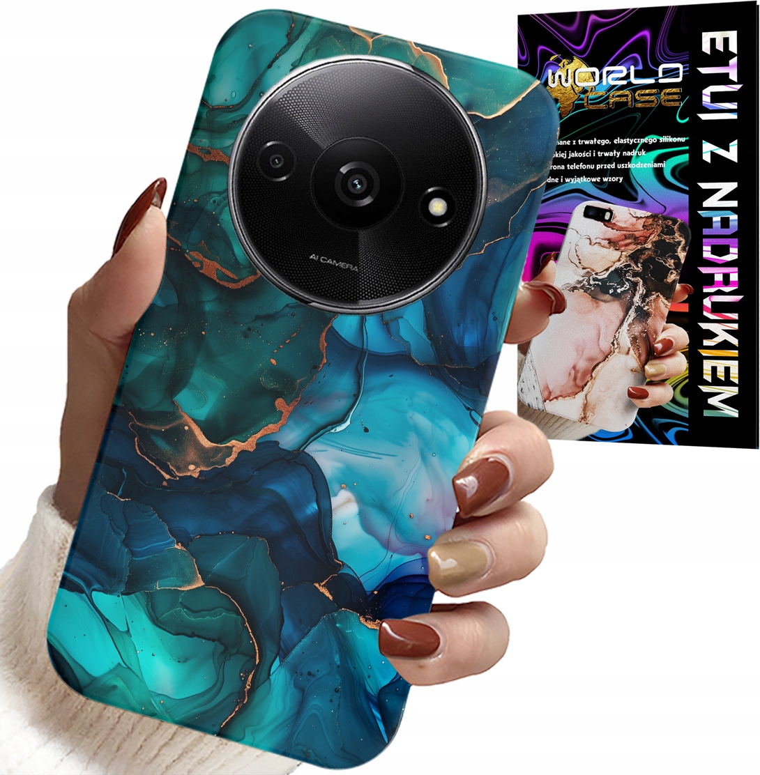 ETUI DO XIAOMI REDMI A3 - NIEBIESKO ZIELONY MARMUREK PLECKI WZORY