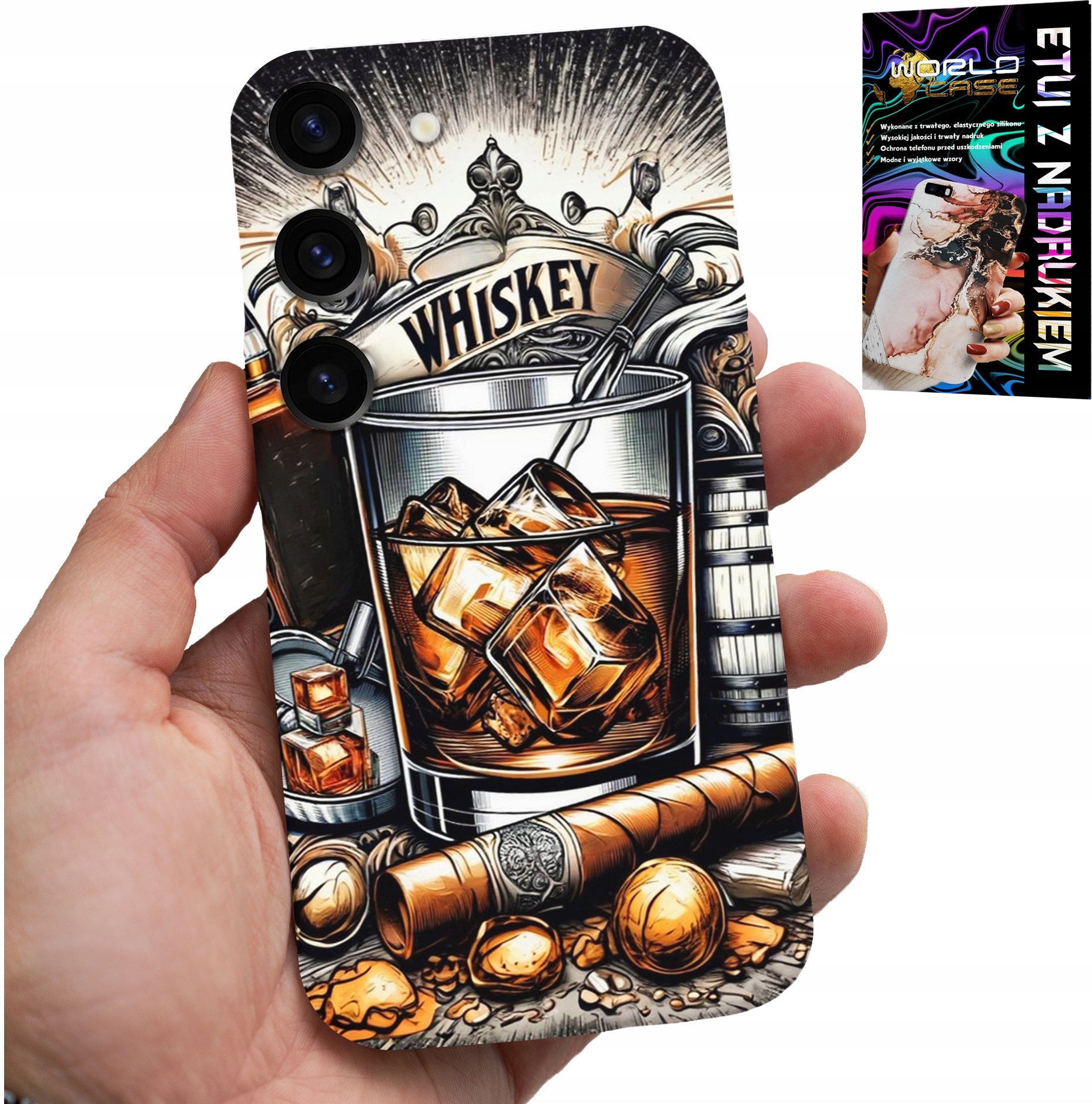 ETUI DO SAMSUNG GALAXY S23 - WHISKY CYGARO WZORY DLA MĘŻCZYZN PLECKI