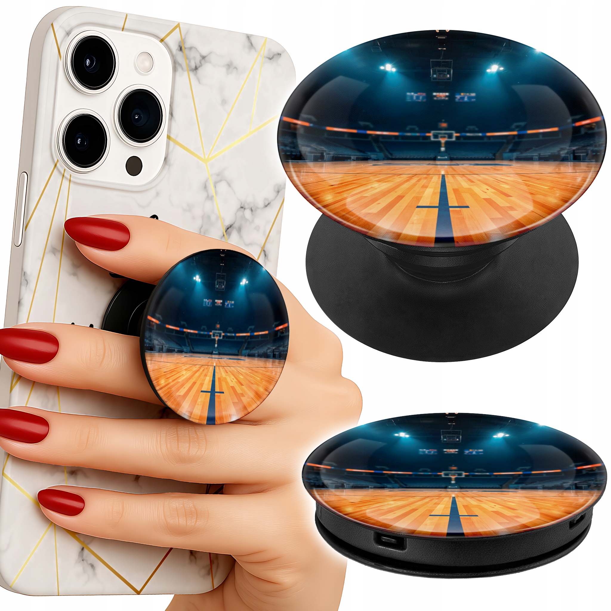 Uchwyt do telefonu Popsocket na palce/stojak KOSZYKÓWKA NBA BOISKO KOSZ FAN