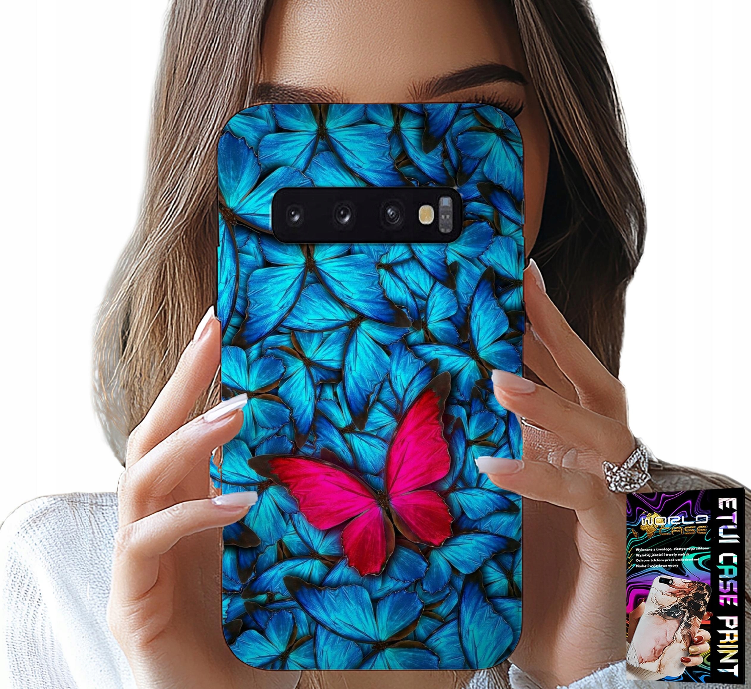 ETUI DO SAMSUNG GALAXY S10 - NIEBIESKIE MOTYLKI, MOTYL, KOBIECE WZORY
