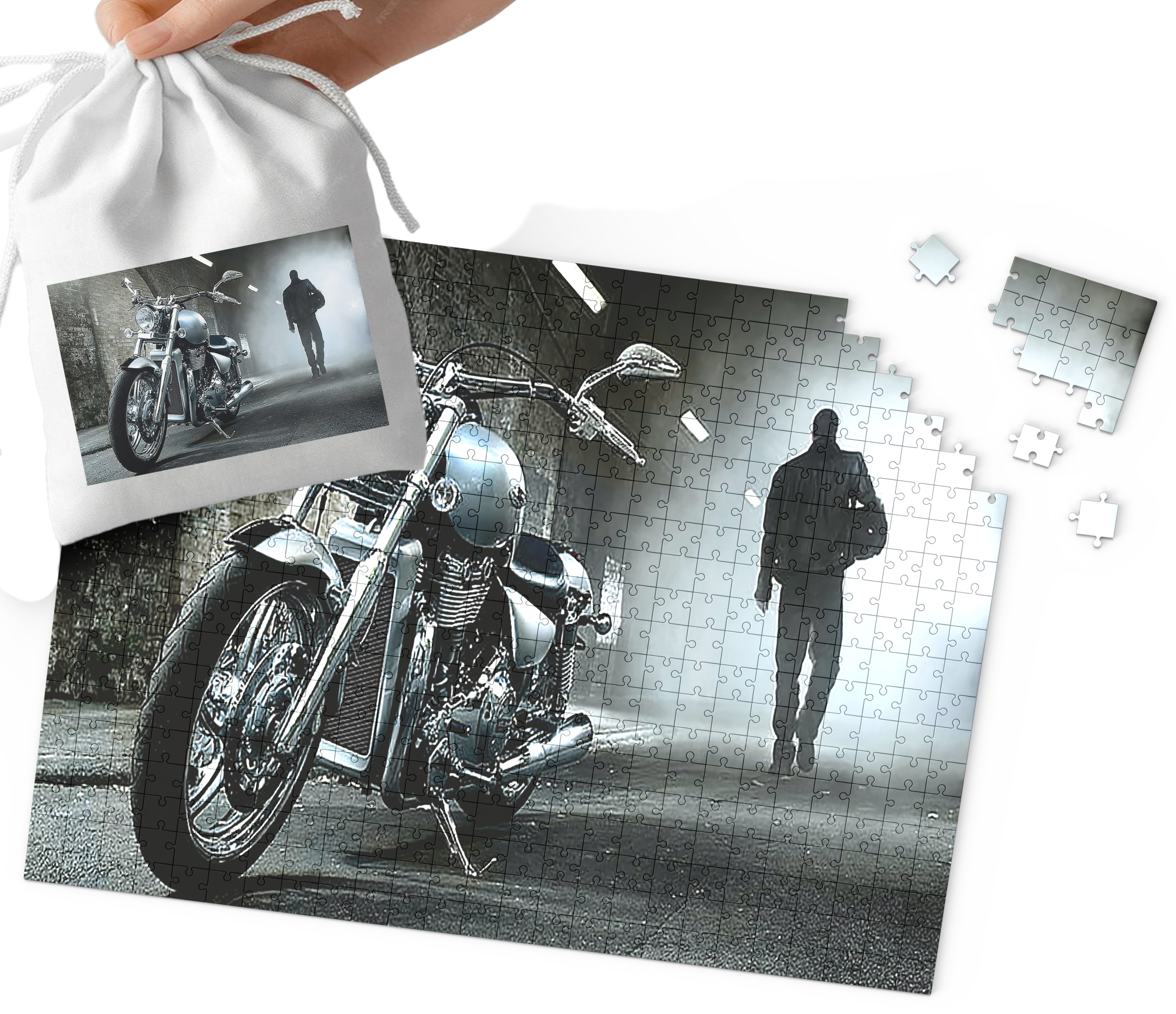 PUZZLE TRADYCYJNE - MOTOR MOTOCYKL MEGA WZORY PREZENT 96EL + WORECZEK