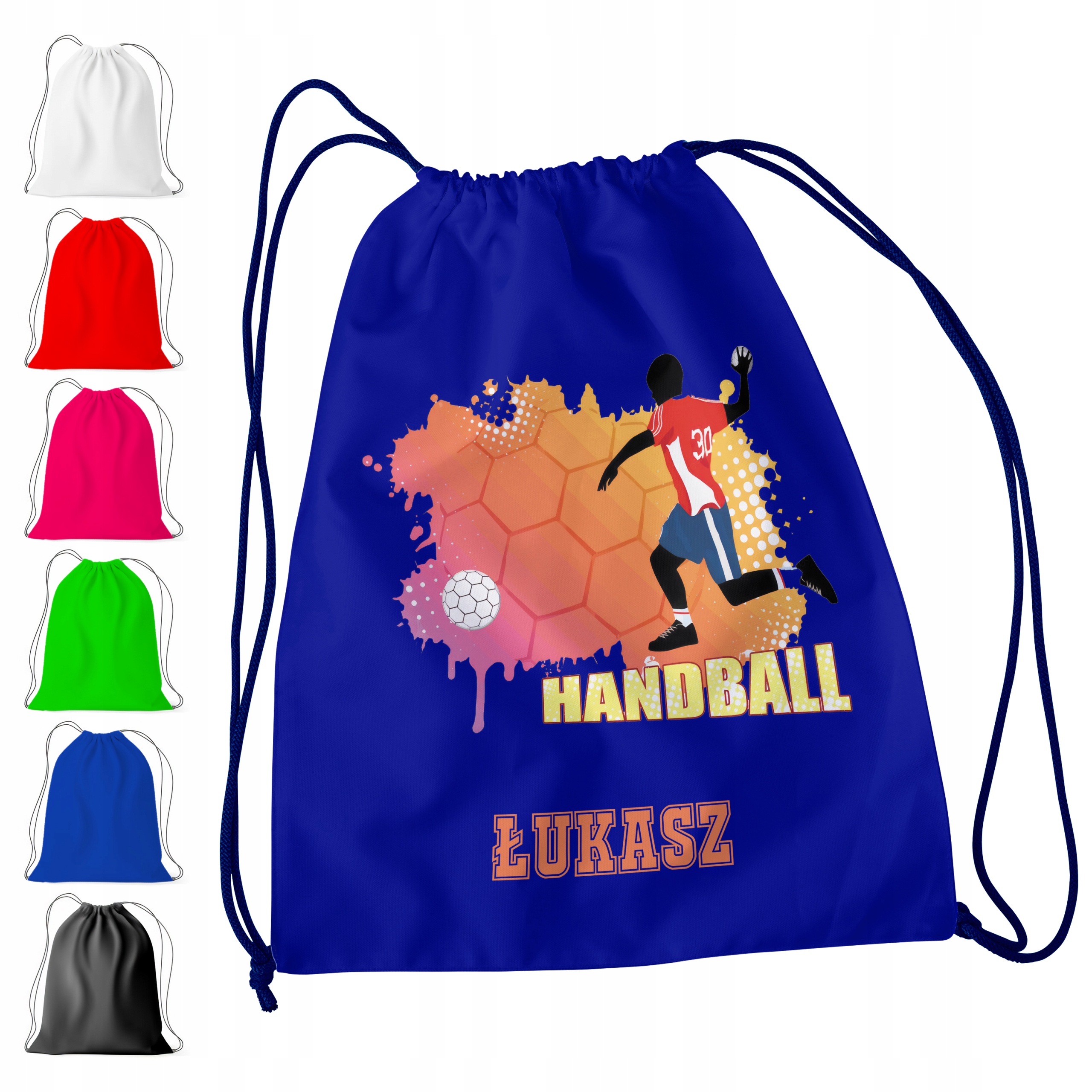 WOREK PLECAK SPORTOWY NA WF DLA DZIECI - PIŁKA RĘCZNA + IMIĘ! HANDBALL MECZ