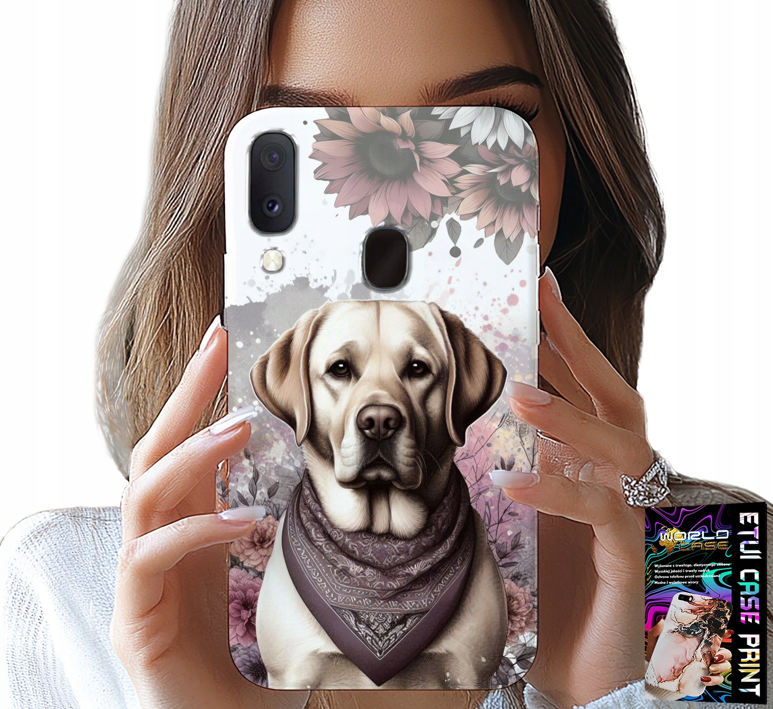 ETUI DO SAMSUNG GALAXY A20E - PIESEK PIESKI HUSKY PSIE WZORY + SZKŁO
