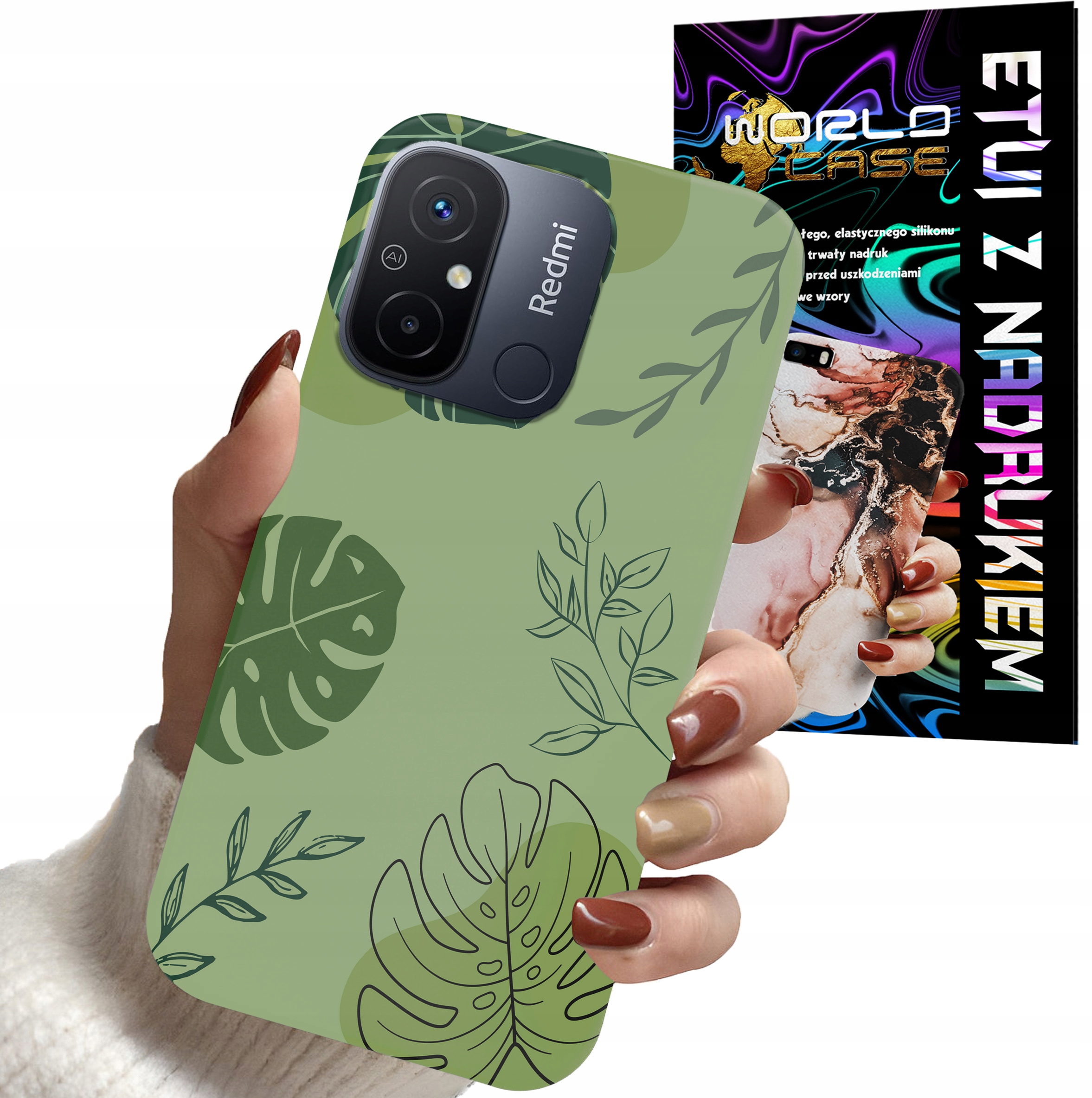 ETUI CASE DO XIAOMI REDMI 12C - LIŚCIE WZORY DLA KOBIET KWIATY RÓŻE