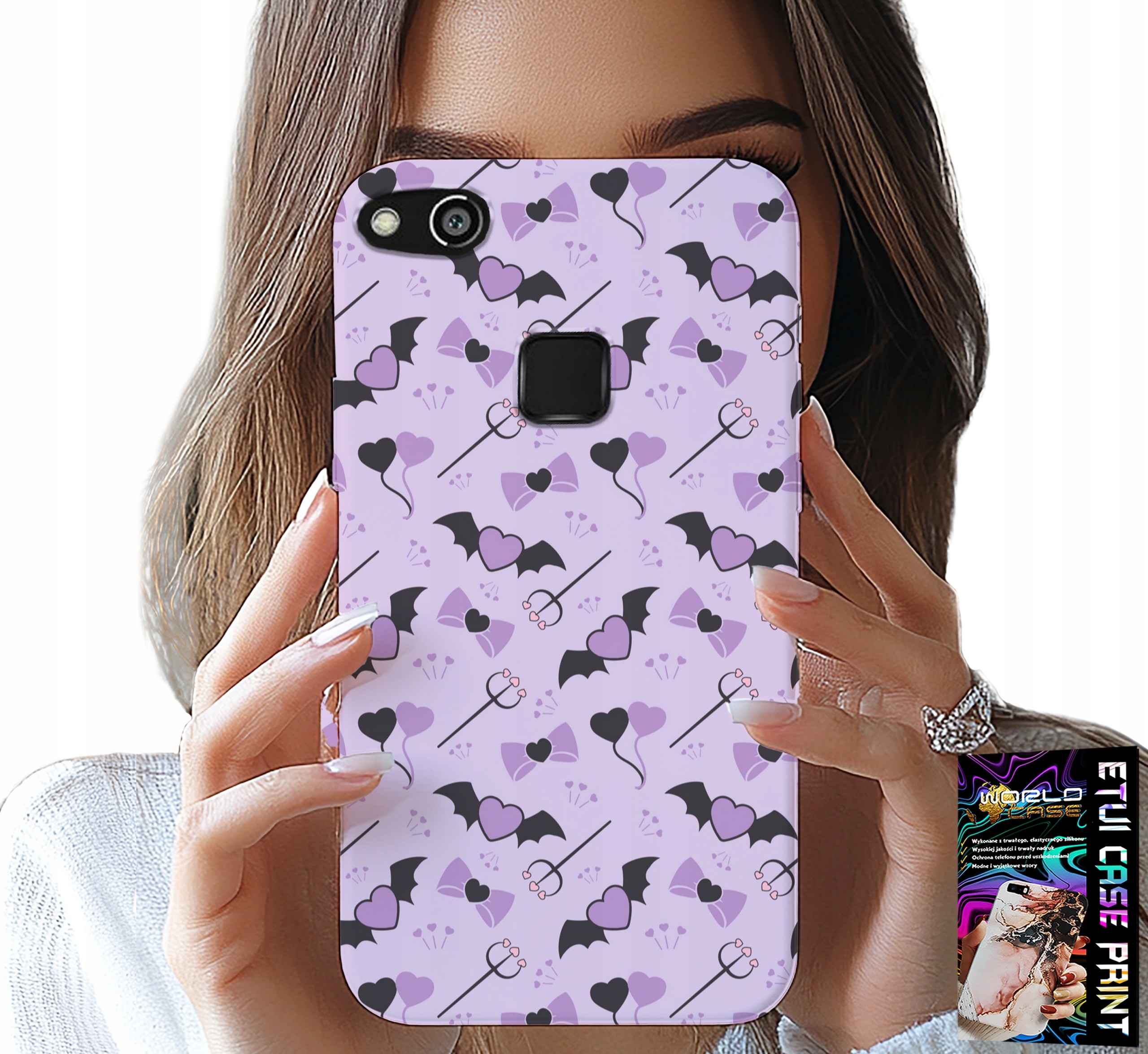 ETUI DO HUAWEI P10 LITE - MODNE WZORY WIDŁY SERCA KOKARDKI KOKARDA