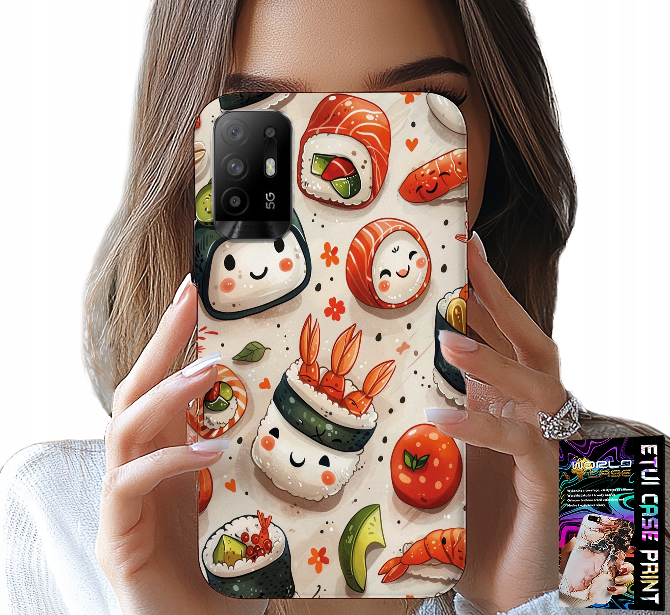 ETUI DO OPPO RENO 5Z / A94 5G - SŁODKIE UŚMIECHNIĘTE SUSHI OBUDOWA CASE