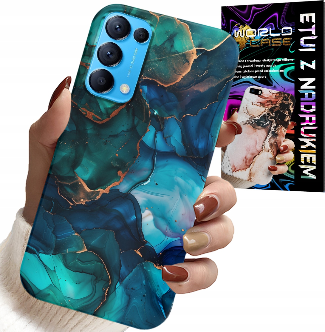 ETUI DO OPPO FIND X3 LITE - NIEBIESKO ZIELONY MARMUREK PLECKI WZORY