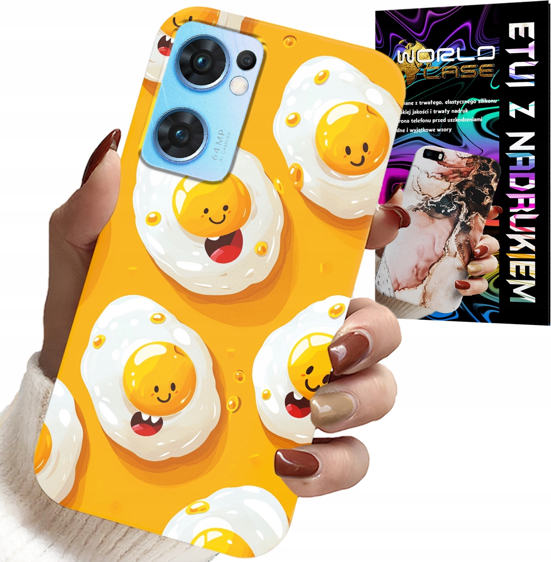 ETUI DO OPPO RENO7 5G - SŁODKIE UŚMIECHNIĘTE JAJKA CASE + FOLIA