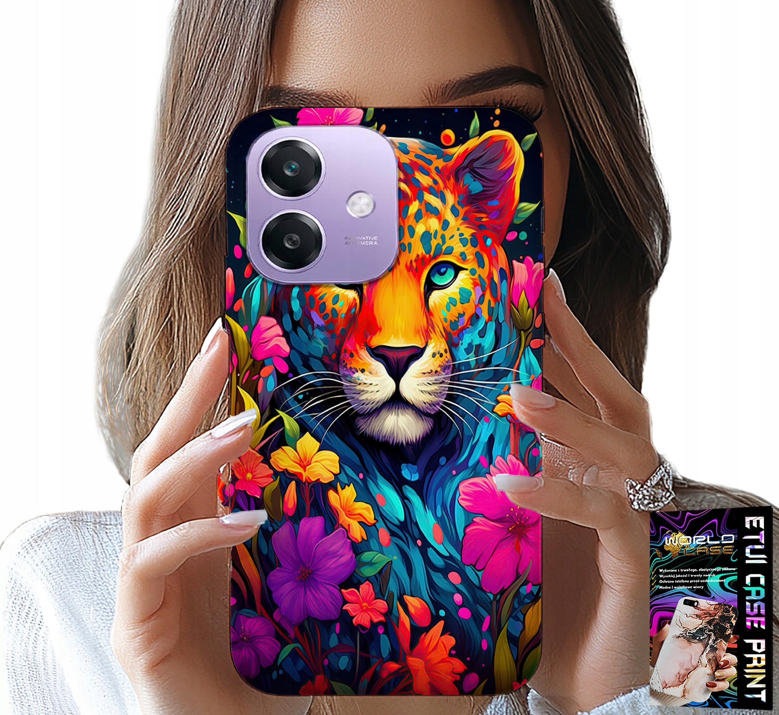 ETUI DO OPPO A40 / A40M - KWIECISTE WZORY TYGRYS TYGRYSEK + FOLIA