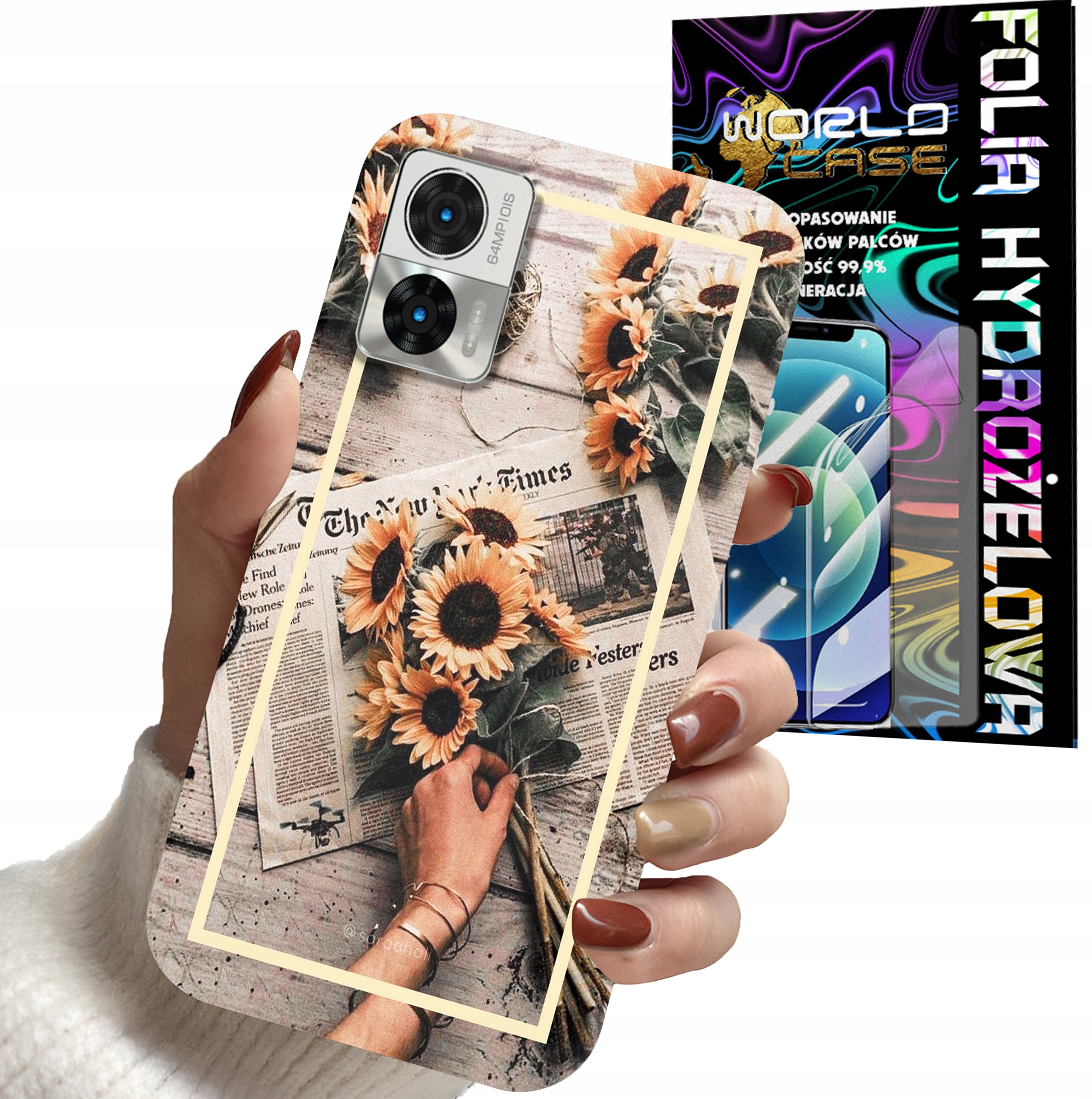 ETUI DO MOTOROLA EDGE 30 NEO / LITE - SŁONECZNIK KWIATY DLA KOBIET + FOLIA