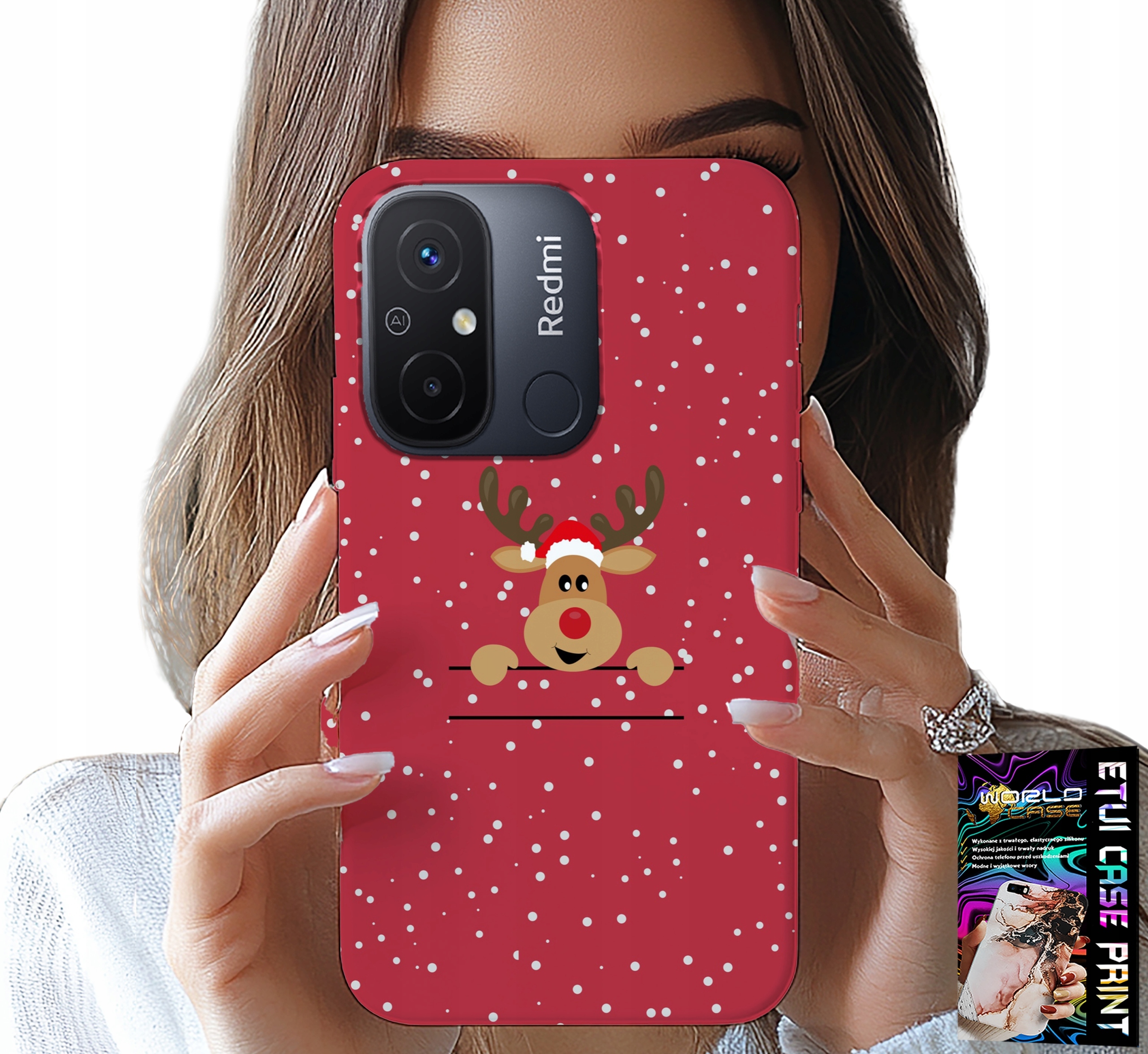 ETUI DO XIAOMI REDMI 12C - ŚWIĄTECZNY RENIFER MIKOŁAJ ŚWIĘTA +SZKŁO