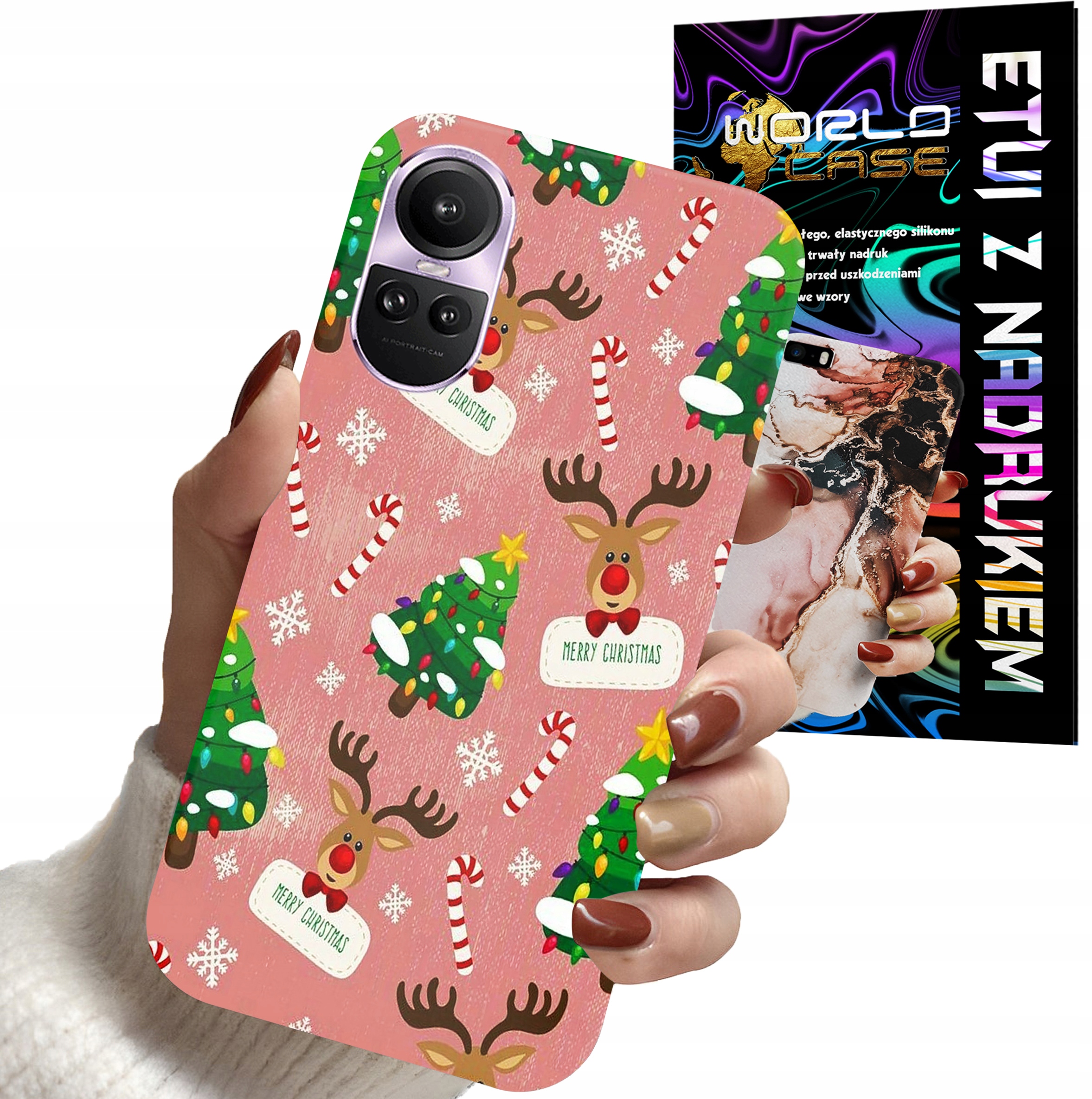 ETUI CASE DO OPPO RENO 10 PRO 5G - ŚWIĄTECZNE WZORY NA ŚWIĘTA RENIFER CHOIN