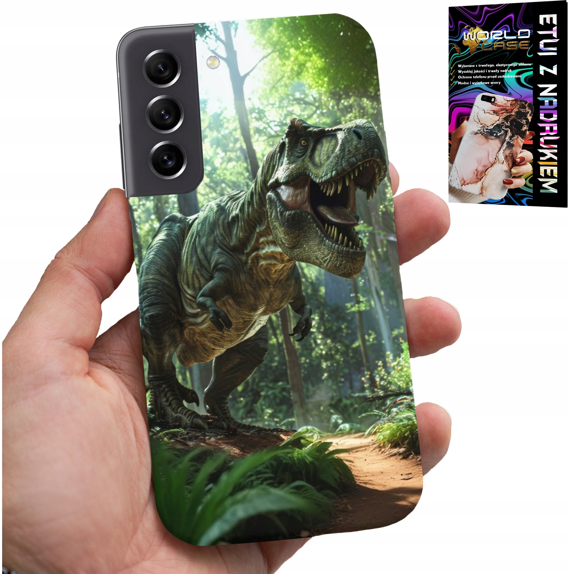 ETUI DO SAMSUNG GALAXY S21 - DINO DINOZAUR TYRANOZAUR CASE + SZKŁO
