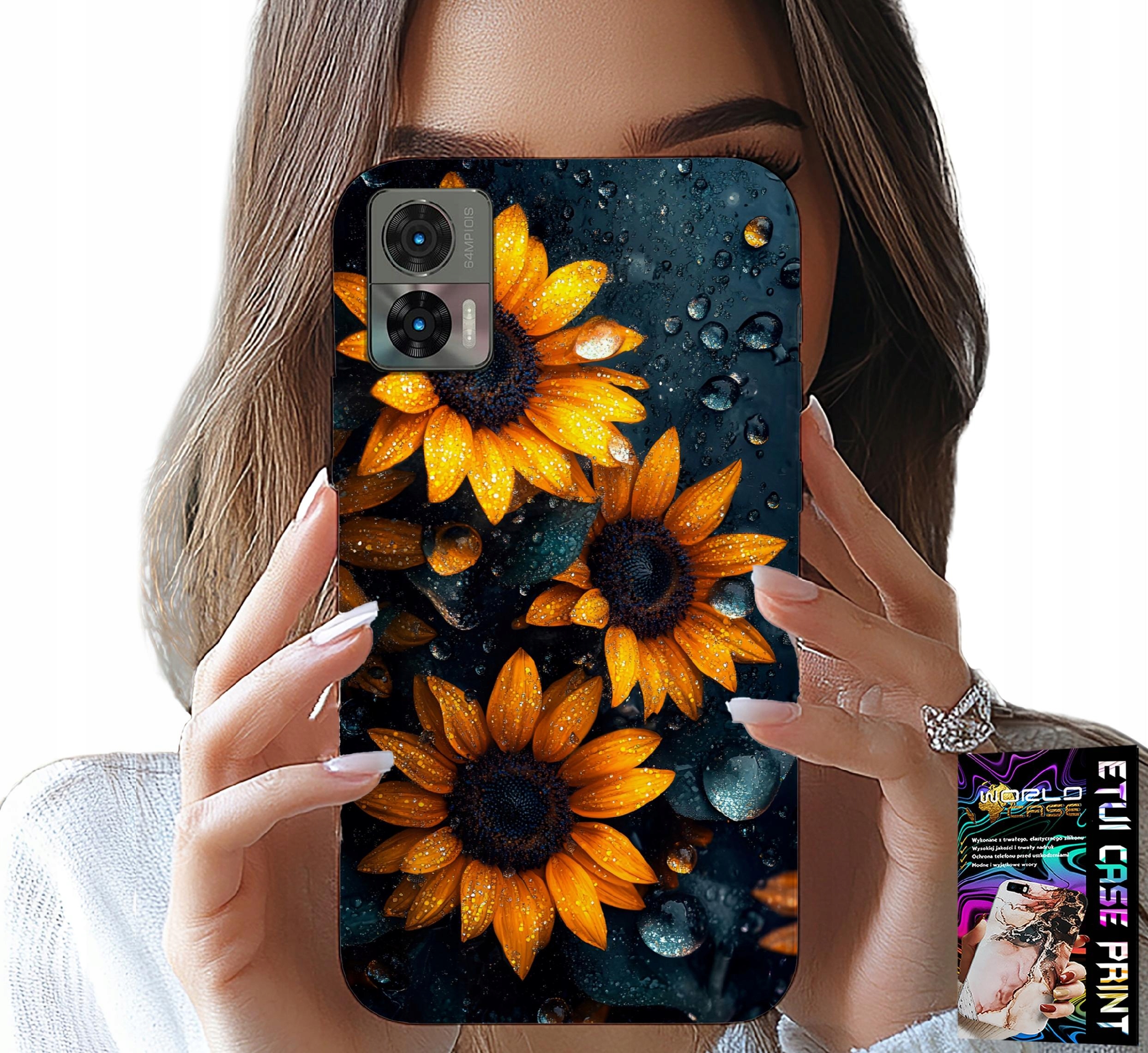ETUI DO MOTOROLA EDGE 30 NEO - SŁONECZNIKI, SŁONECZNIK, KWIECISTE WZORY