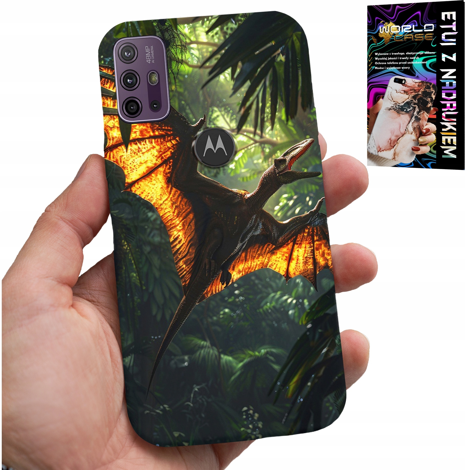 ETUI DO MOTOROLA MOTO G10 POWER - DINO DINOZAUR PTERODAKTYL FUTERAŁ PLECKI