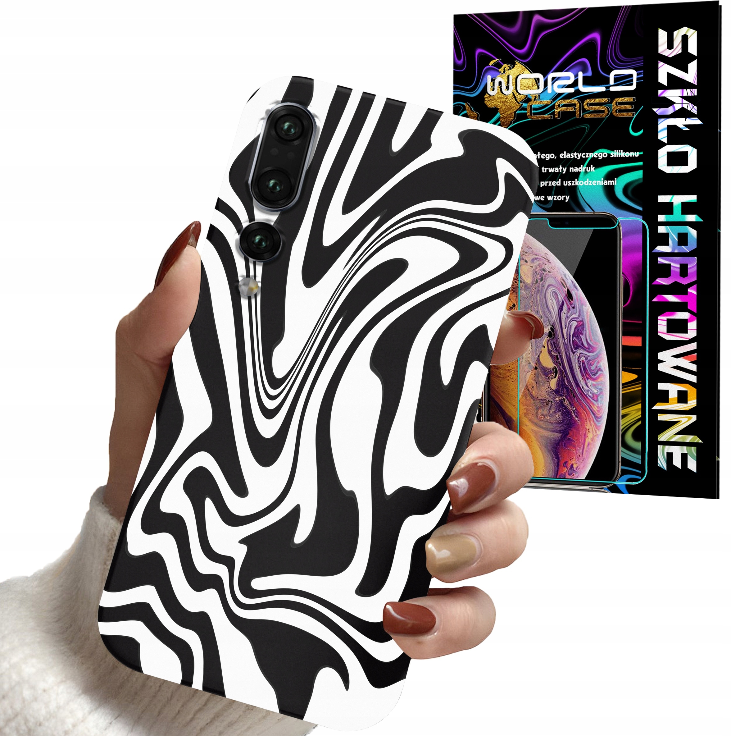 ETUI DO HUAWEI P20 PRO - ABSTRAKCJA ZEBRA MODNE WZORY DLA KOBIET +SZKŁO