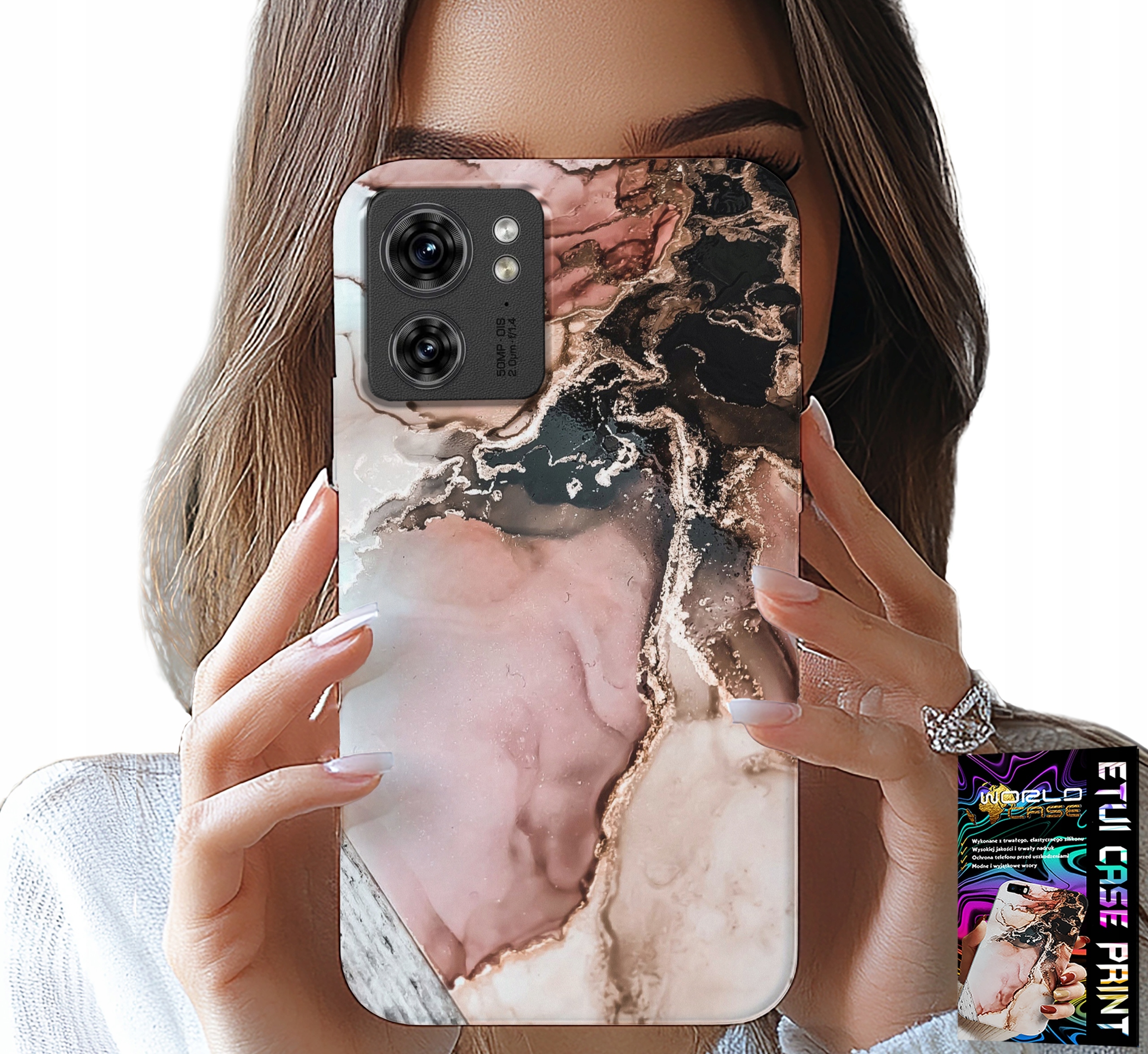 ETUI DO MOTOROLA EDGE 40 - ELEGANCKI MARMUREK MODNE WZORY + FOLIA