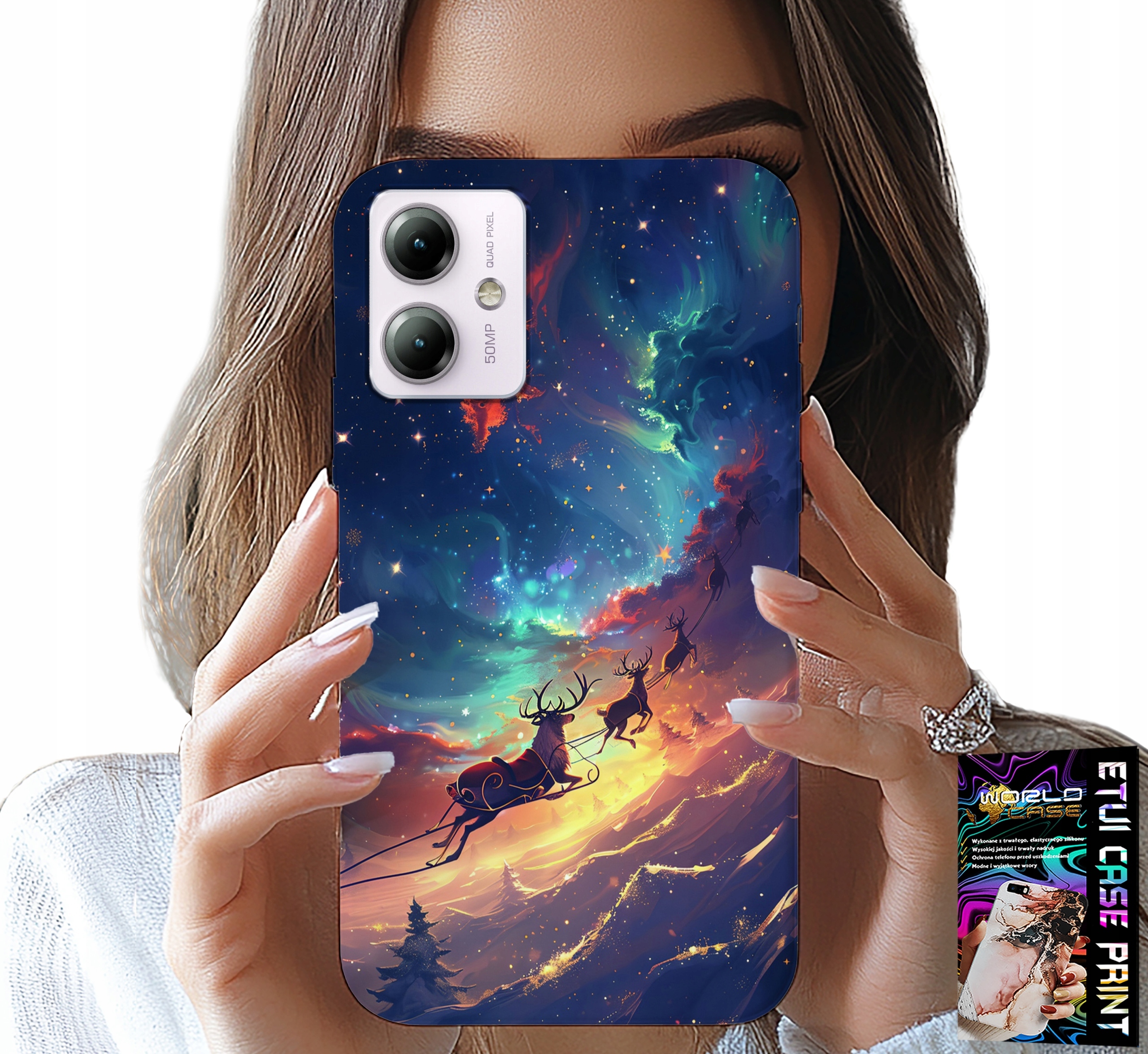 ETUI DO MOTOROLA MOTO G14 - RENIFEREK SŁODKI RENIFER ŚWIĄTECZNY WZÓR