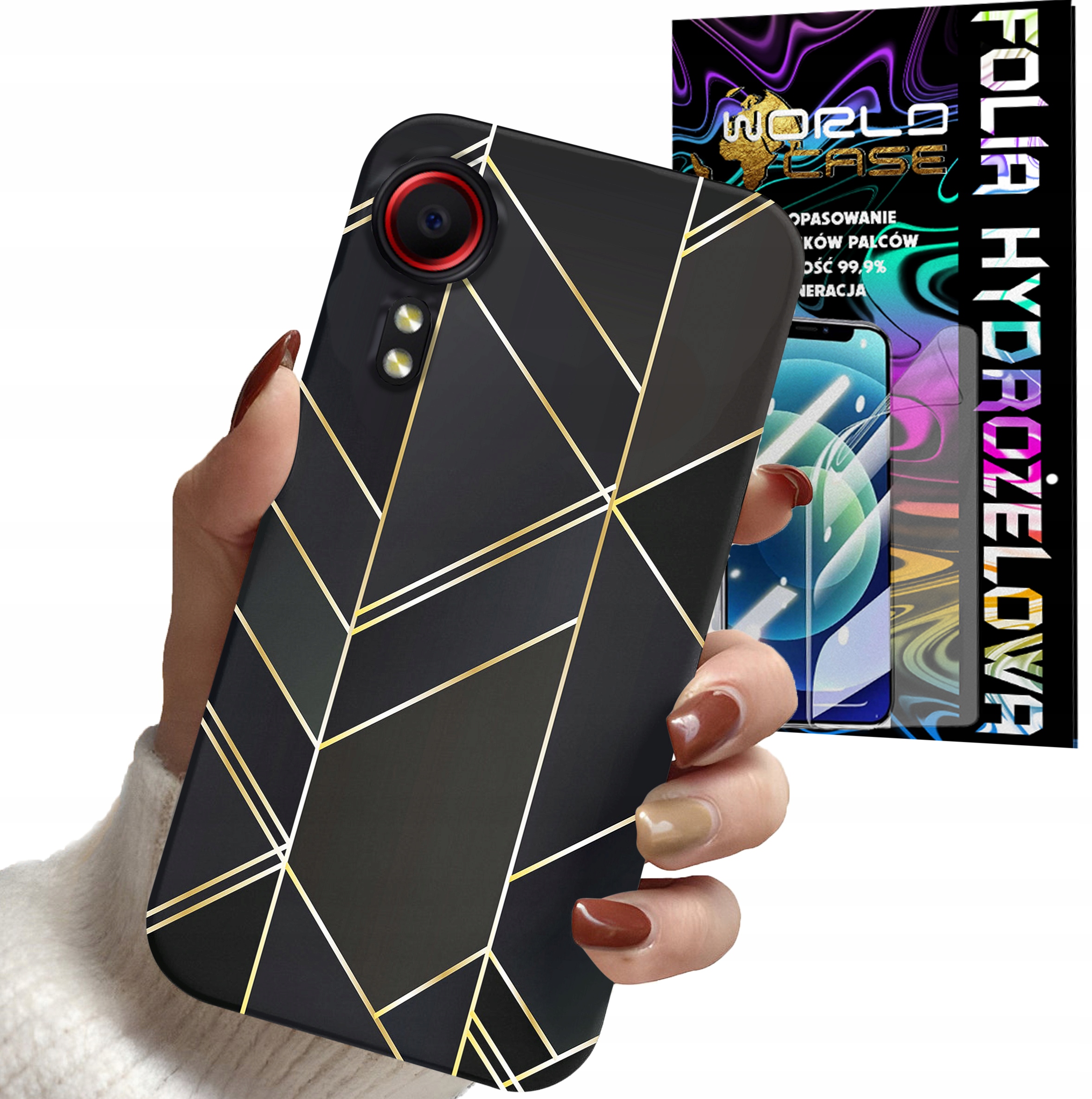 ETUI CASE DO SAMSUNG XCOVER 5 - MARMUREK GEOMETRYCZNE WZORY KOBIET + FOLIA