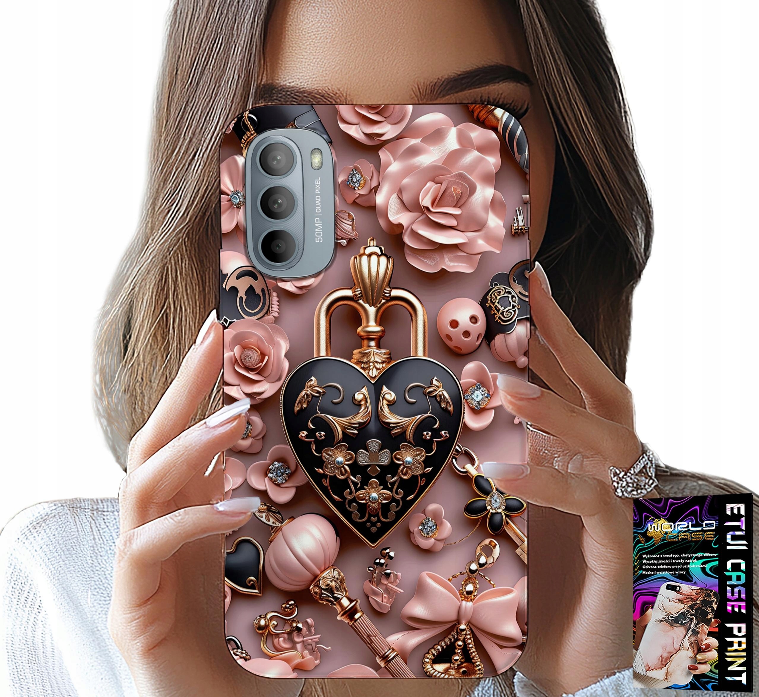 ETUI DO MOTOROLA G31 / G41 - KOBIECE WZORY KŁÓDKA SERCE CASE + FOLIA