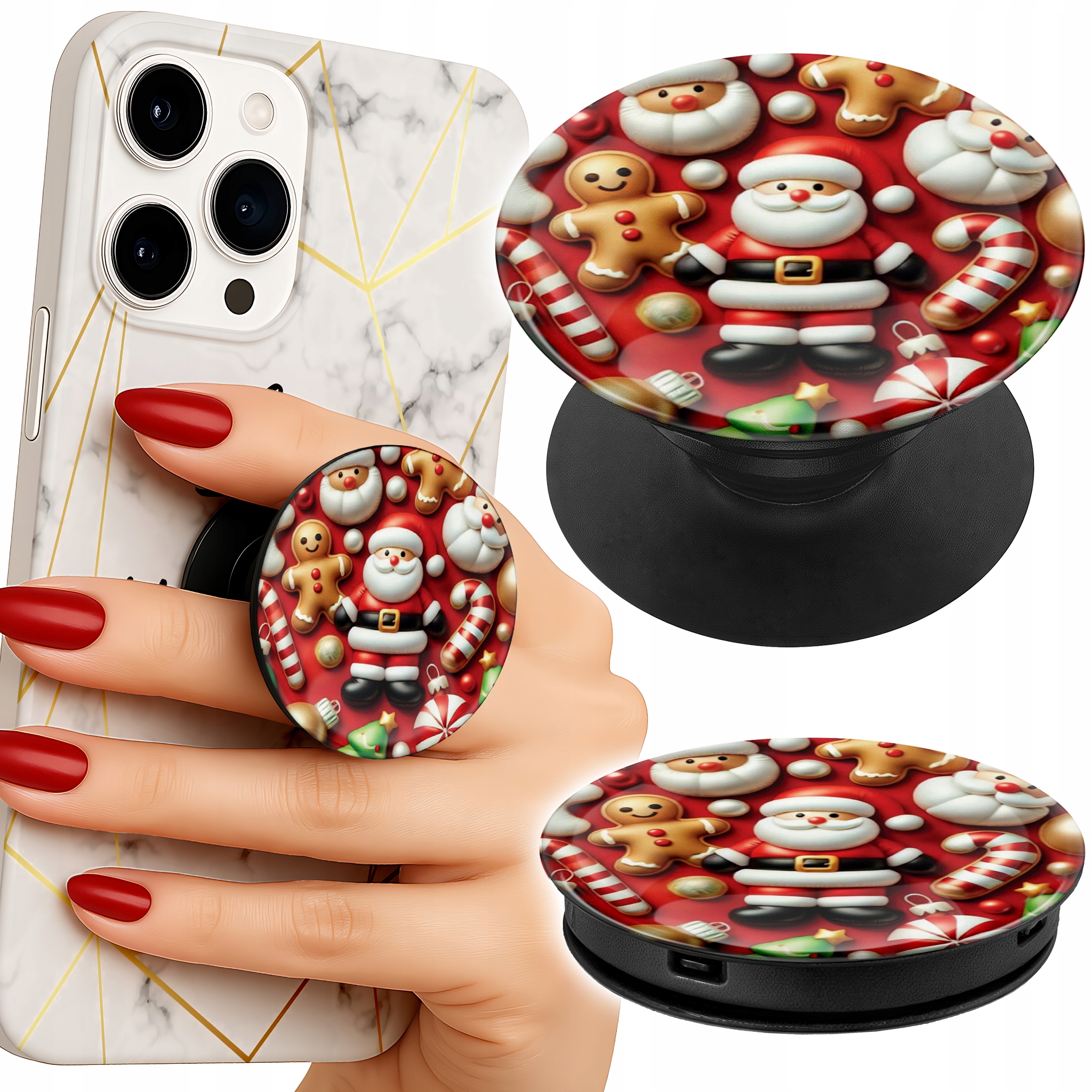 Uchwyt do telefonu Popsocket na palce/stojak ŚWIĘTY MIKOŁAJ PIERNIK