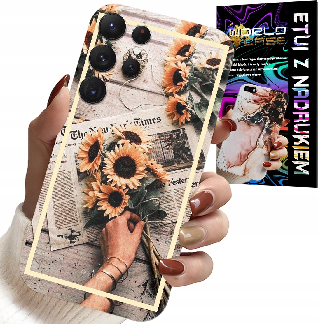 ETUI DO SAMSUNG GALAXY S22 Ultra - KWIATISTY WZÓR SŁONECZNIK SŁONECZNIKI