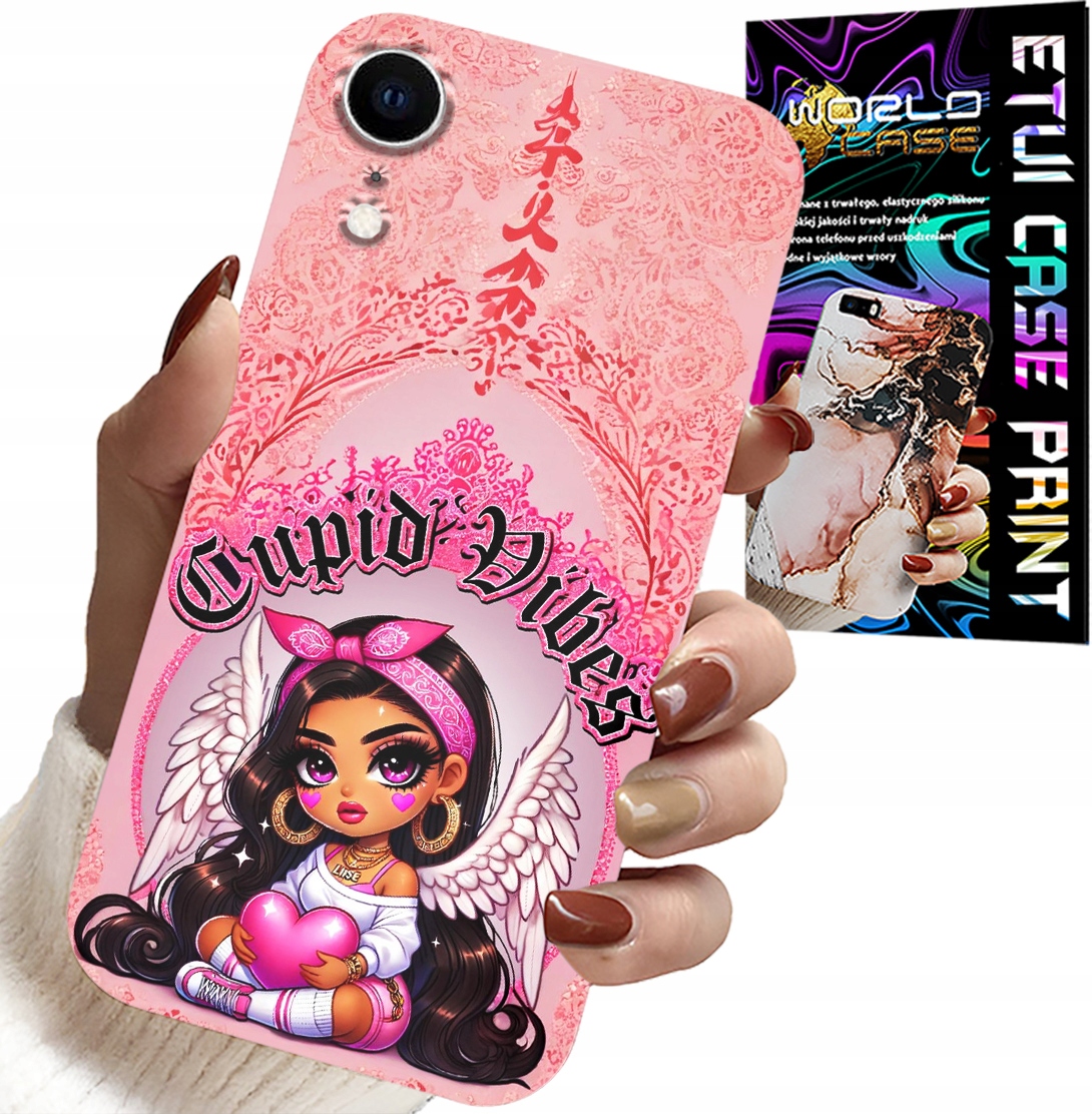 ETUI DO IPHONE XR - CUPID VIBES Z UROCZĄ ANIOŁKIEM PLECKI
