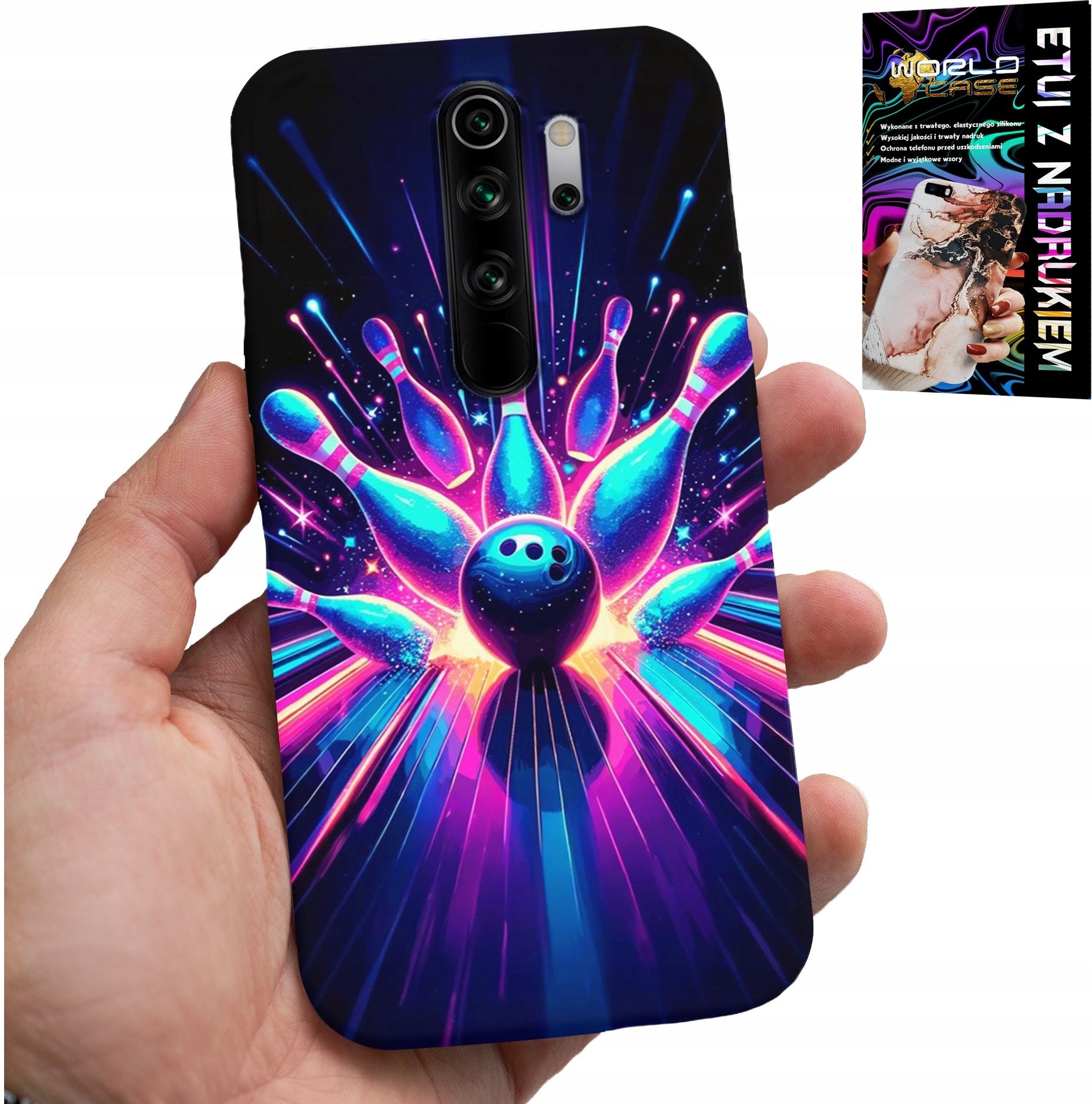 ETUI DO XIAOMI NOTE 8 PRO - KRĘGLE BOWLING STRIKE POKROWIEC, PLECKI