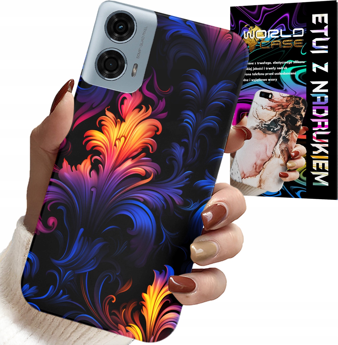 ETUI DO MOTOROLA G24 / G04 - ABSTRAKCYJNE KOLOROWE WZORY + FOLIA