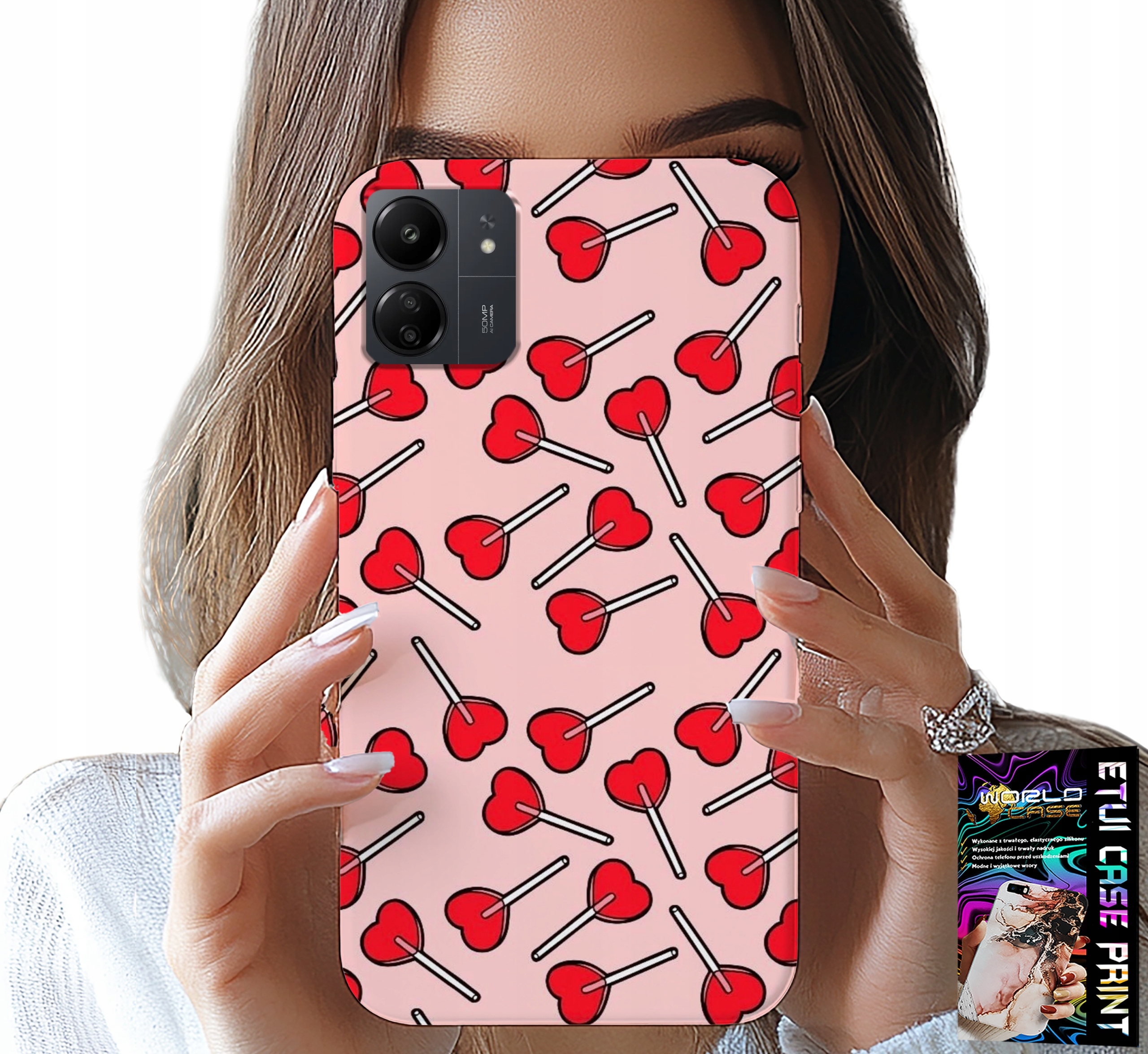 ETUI DO XIAOMI POCO C65 - KOBIECE, MODNE WZORY LIZAKI W SERCA CASE