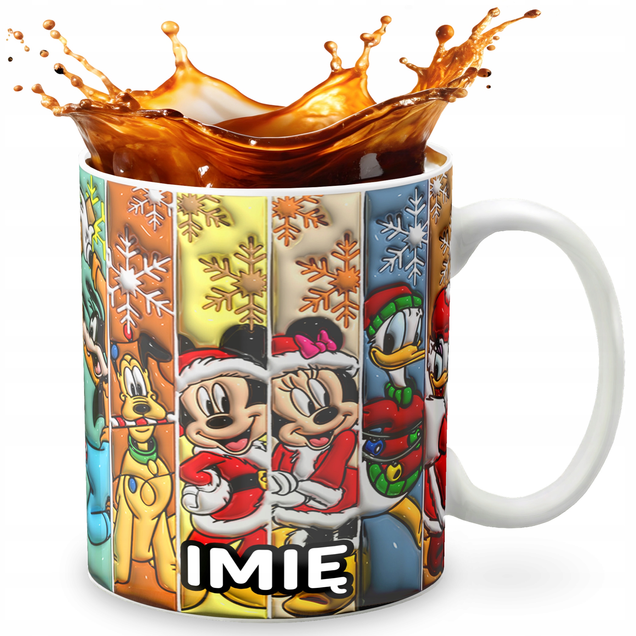 KUBEK 330ml Z GRAFIKĄ PREZENT NA ŚWIĘTA WZORY - MYSZKA MIKI BAJKA + IMIĘ