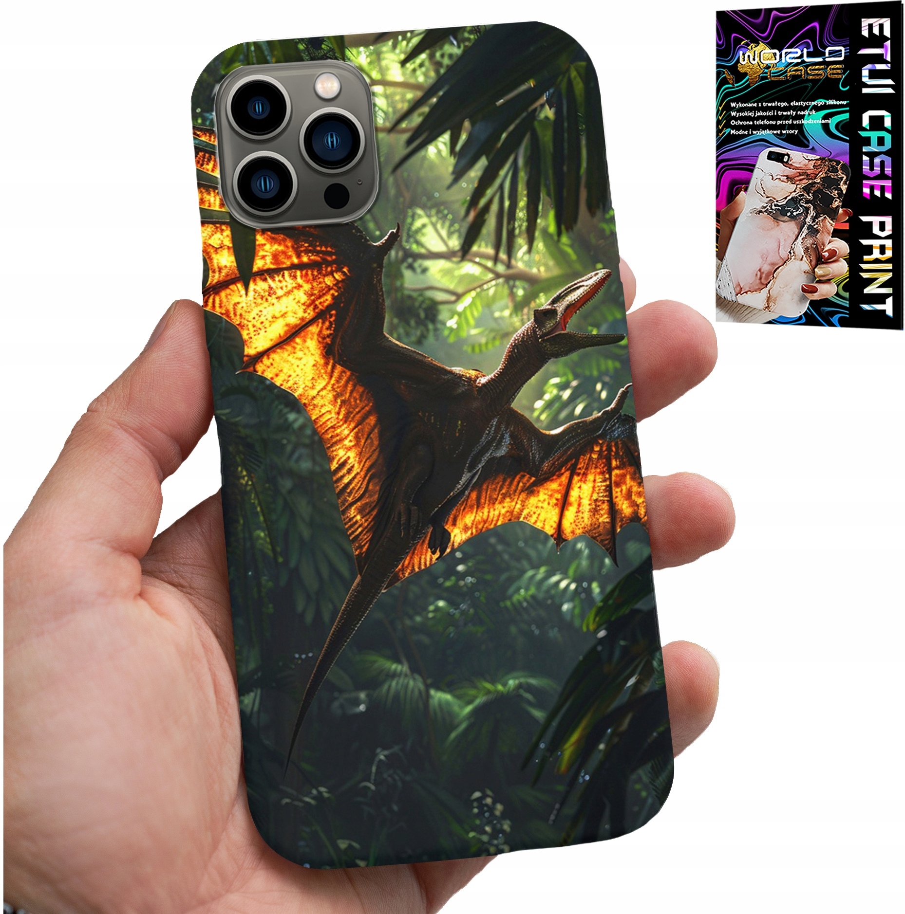 ETUI DO IPHONE 12 PRO MAX - DINO DINOZAUR PTERODAKTYL FUTERAŁ PLECKI