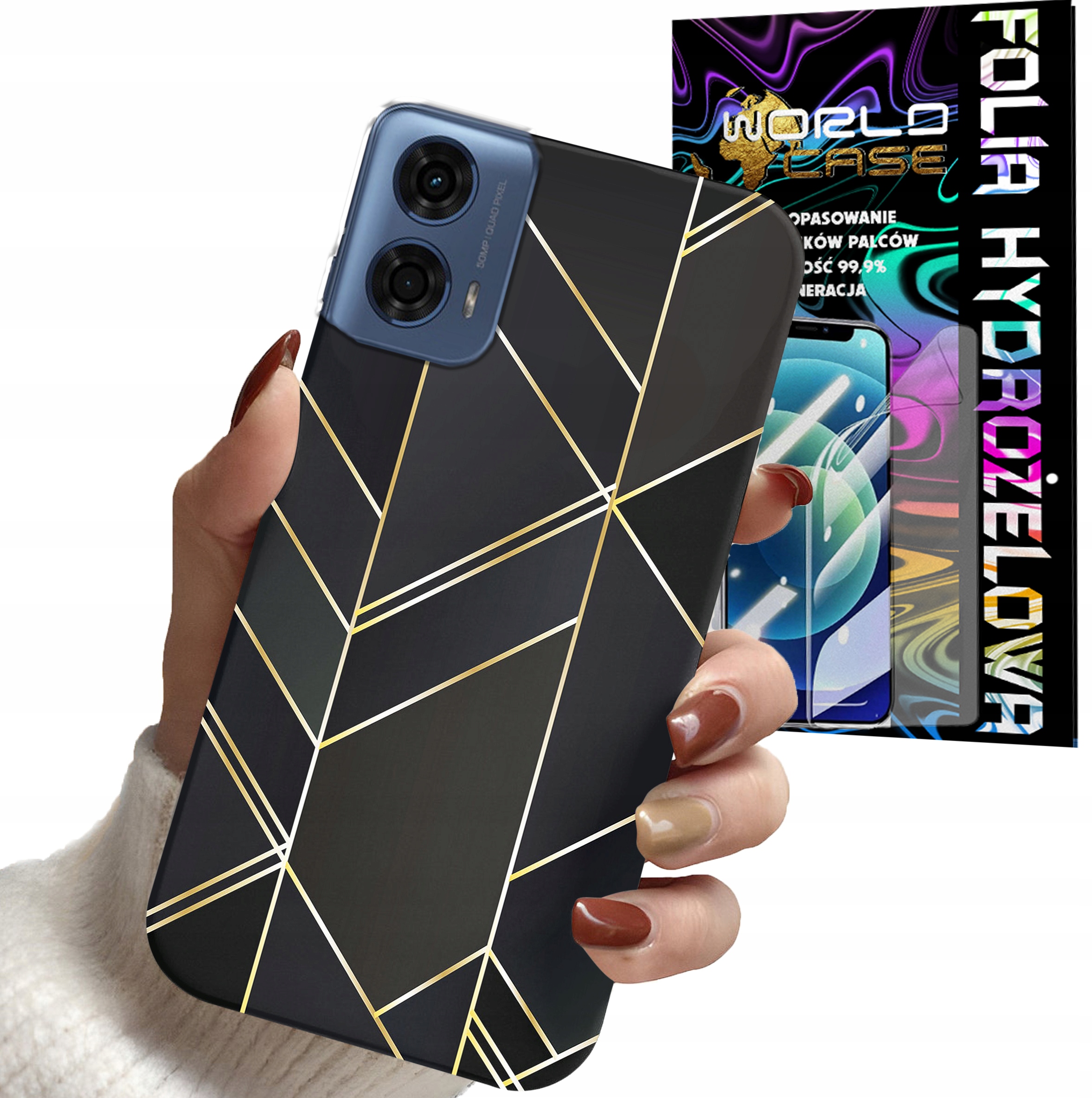 ETUI DO MOTOROLA MOTO G31 4G / G41 4G - MARMUREK GEOMETRYCZNE WZOR + FOLIA