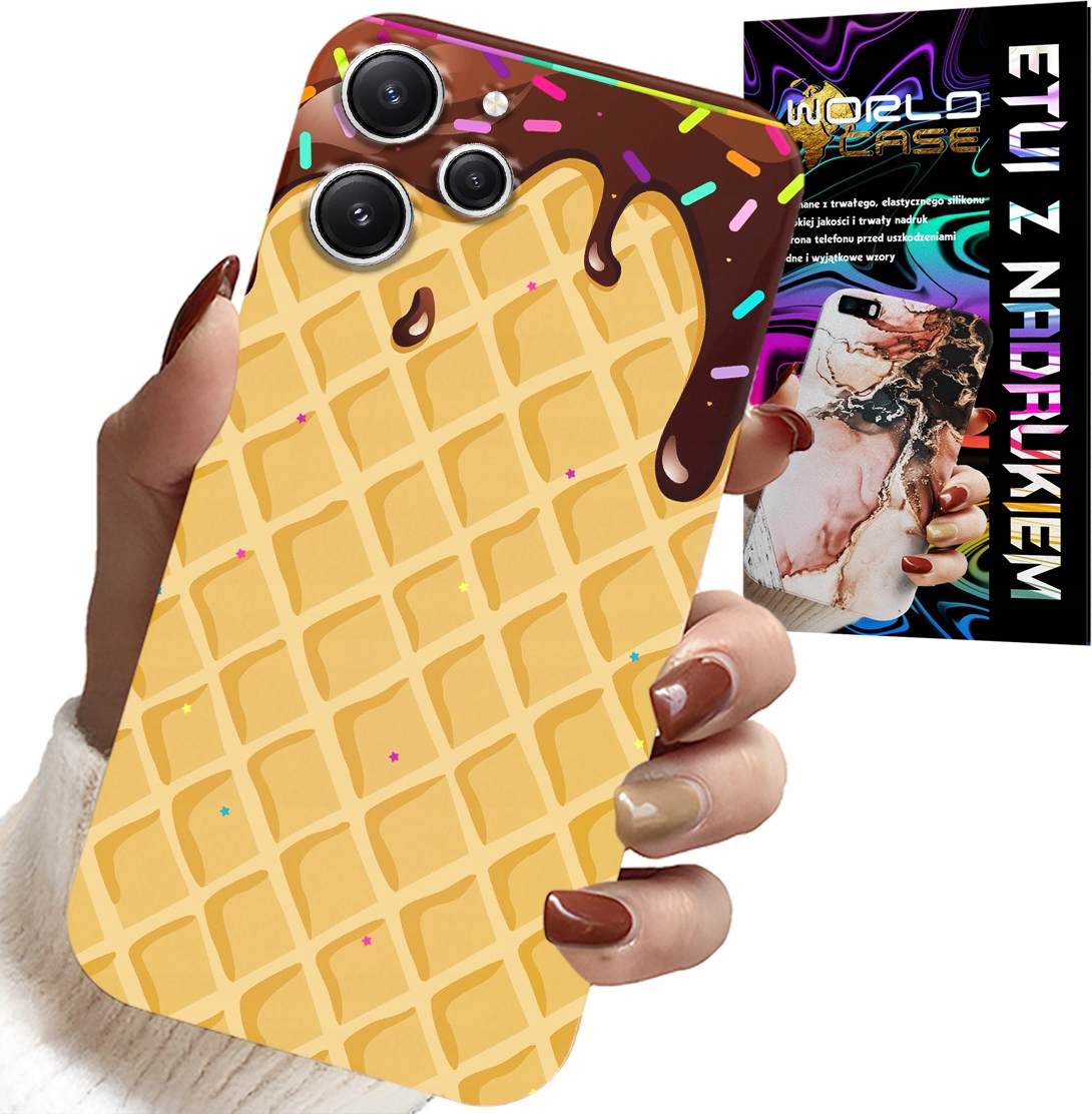 ETUI DO XIAOMI REDMI 12 4G - Z MOTYWEM WAFLA Z POLEWĄ CZEKOLADOWĄ