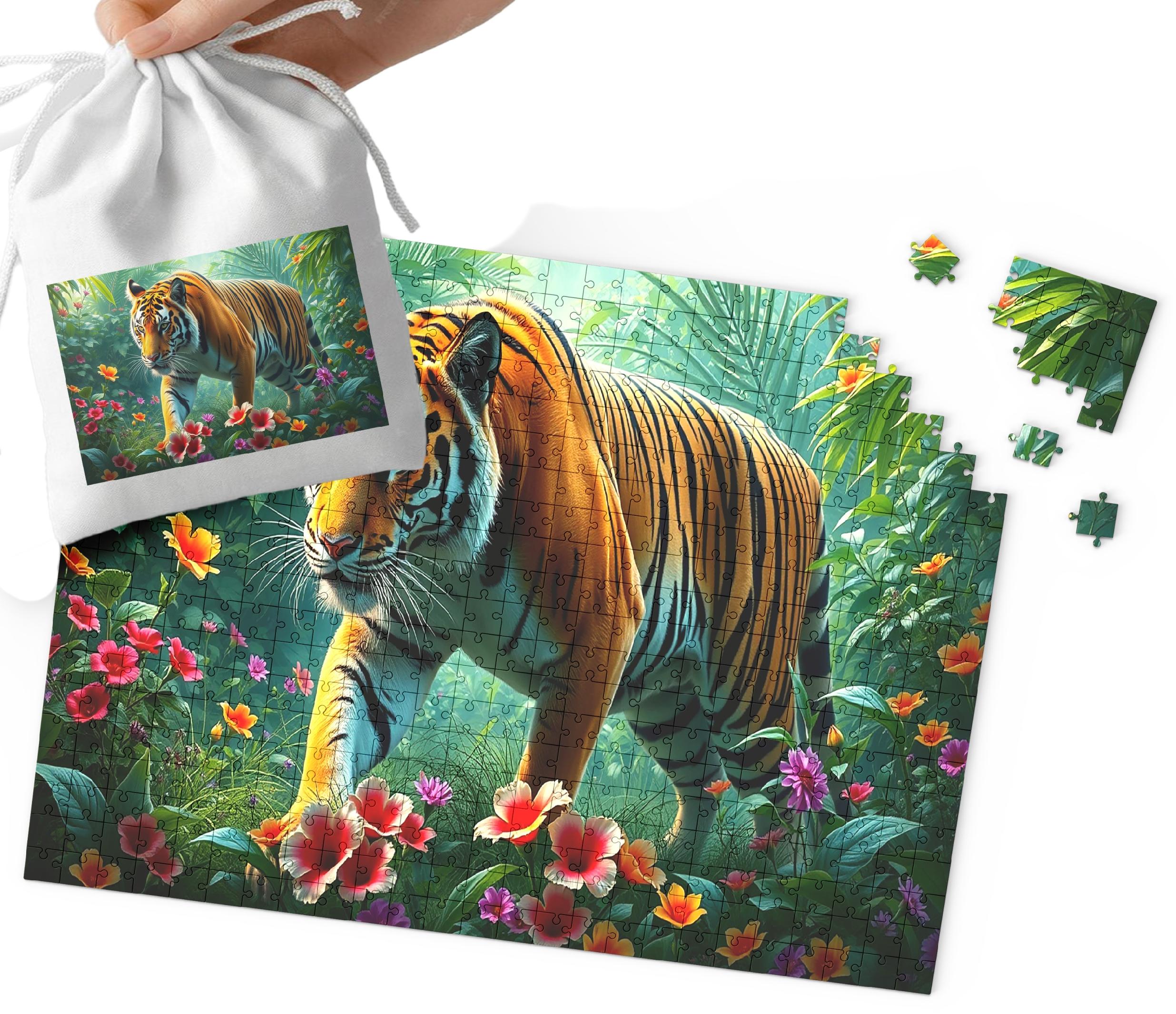 PUZZLE - TYGRYS ZWIERZAKI SUPER WZORY DLA NAJMŁODSZYCH 192el + WORECZEK