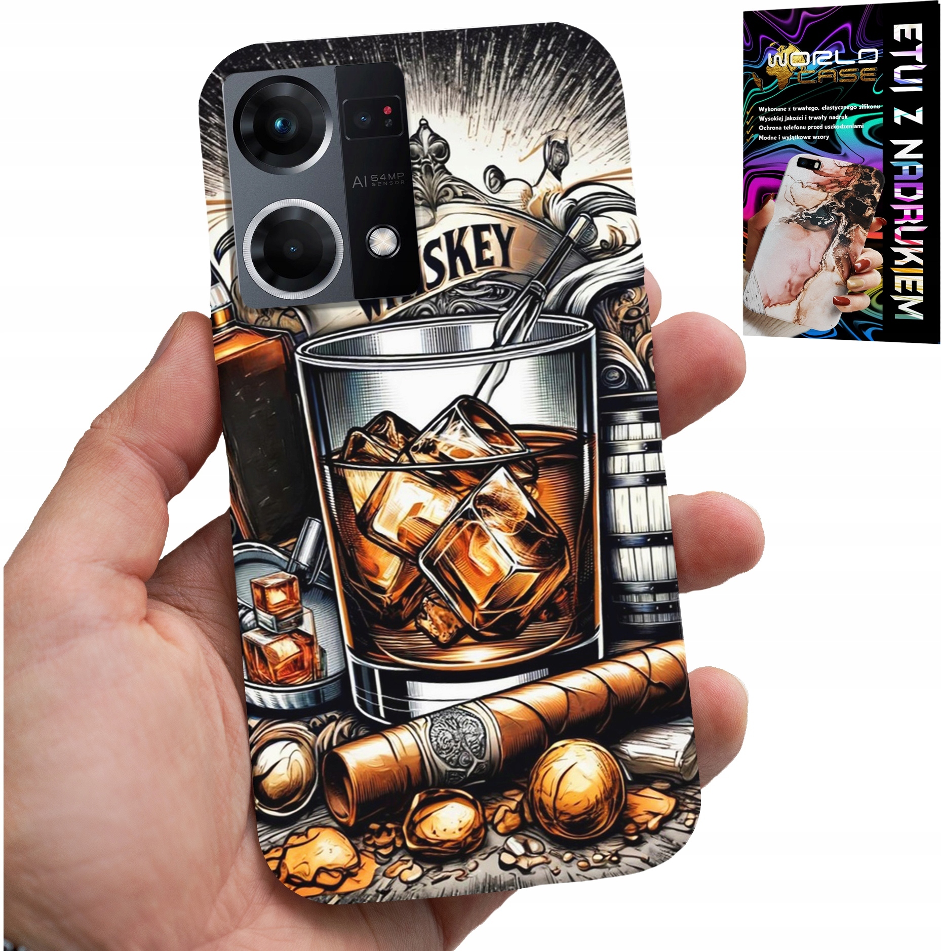 ETUI DO OPPO RENO7 4G - WHISKY CYGARO WZORY DLA MĘŻCZYZN PLECKI