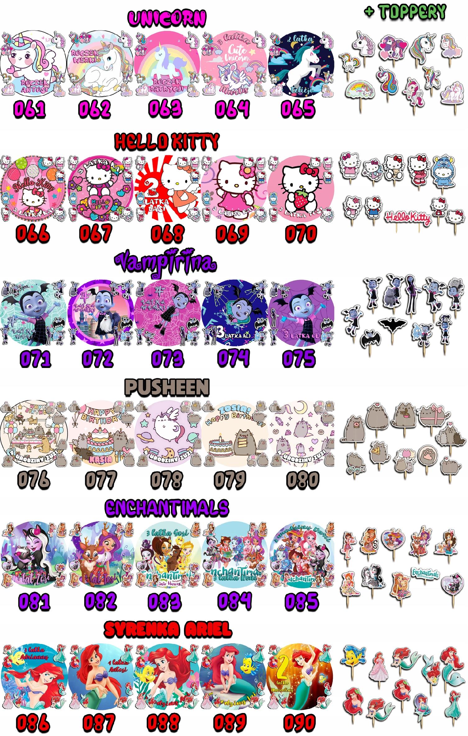 ZESTAW OPŁATEK NA TORT 20CM + TOPPERY - KURO.MI MELODY+ IMIĘ 15CM 18CM