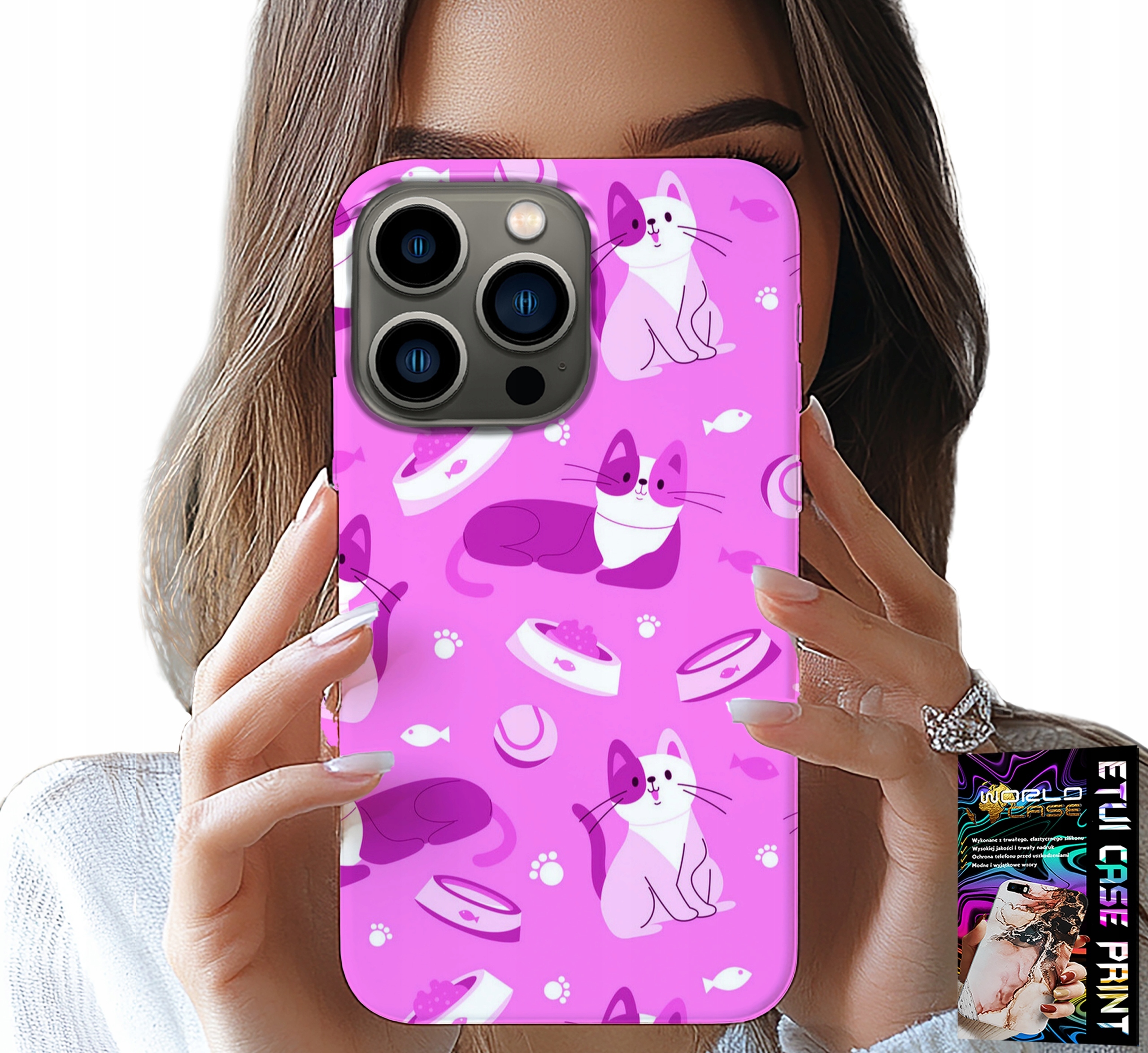 ETUI DO IPHONE 16 PRO - LOVE CAT, WZORY Z KOTAMI KOTY, POKROWIEC