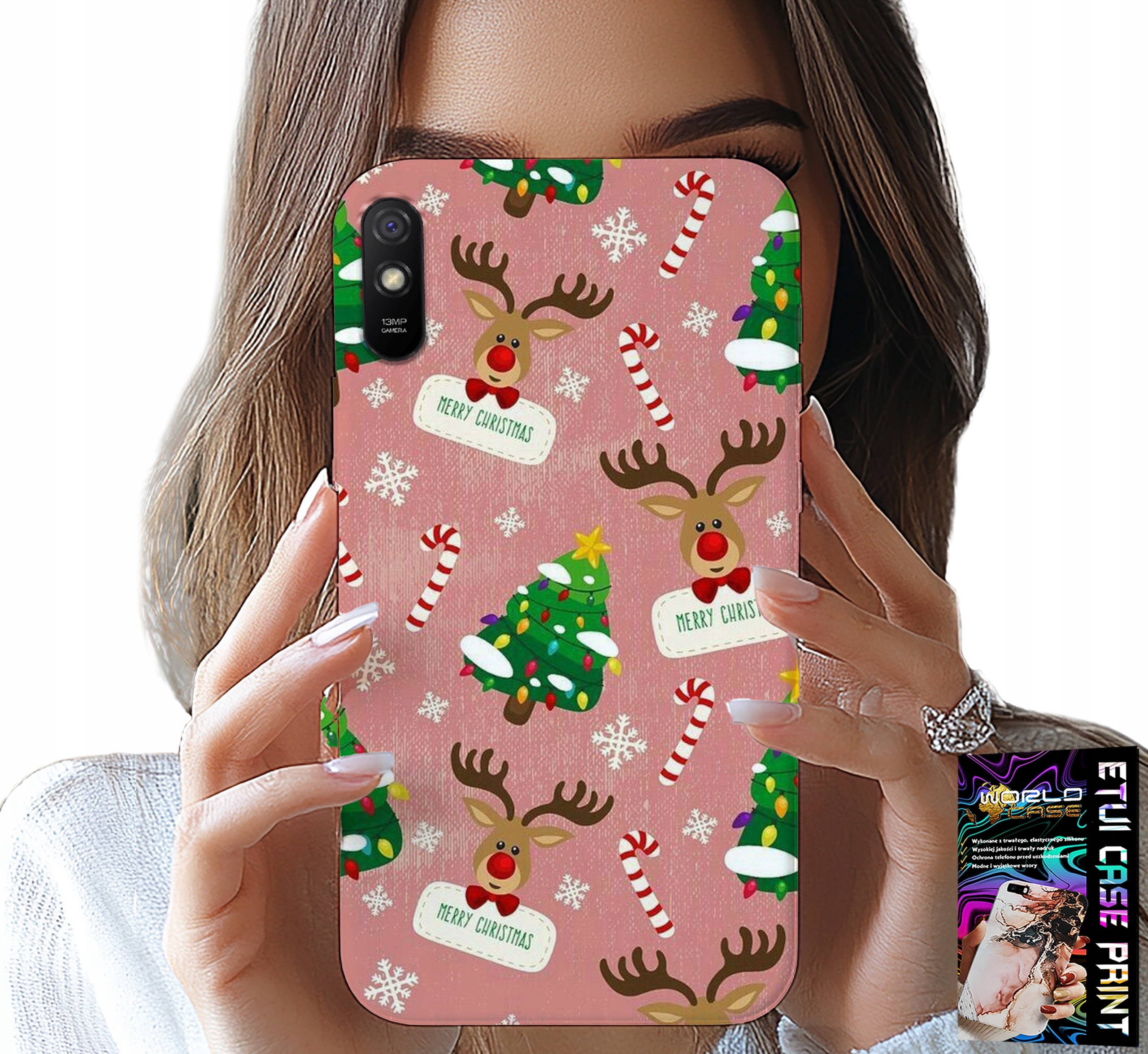 ETUI DO XIAOMI REDMI 9A - ŚWIĄTECZNE RENIFERY CHOINKI LASKA WZORY