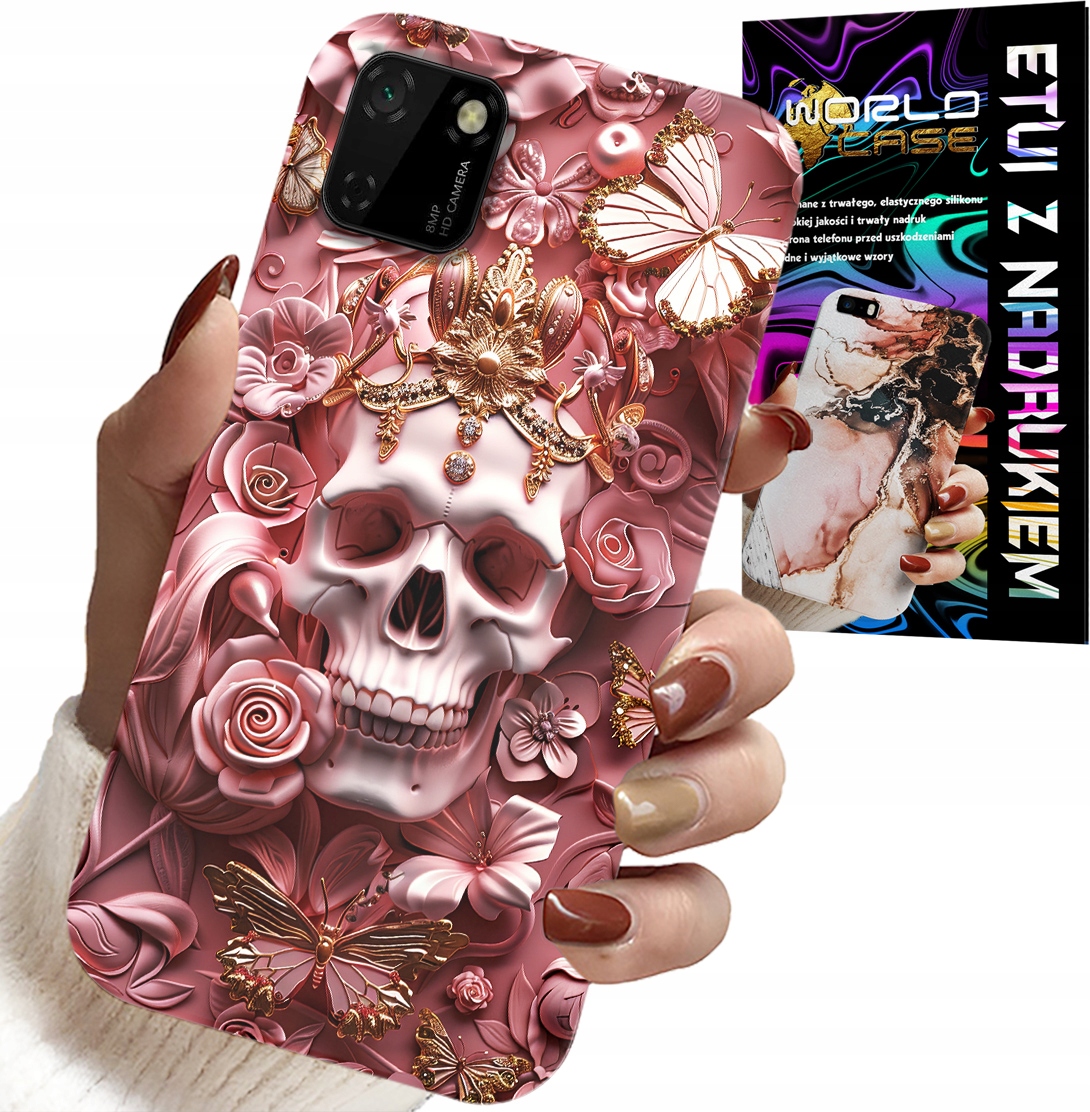 ETUI DO HUAWEI Y5P - KOBIECE, MODNE WZORY, CZASZKA W RÓŻE