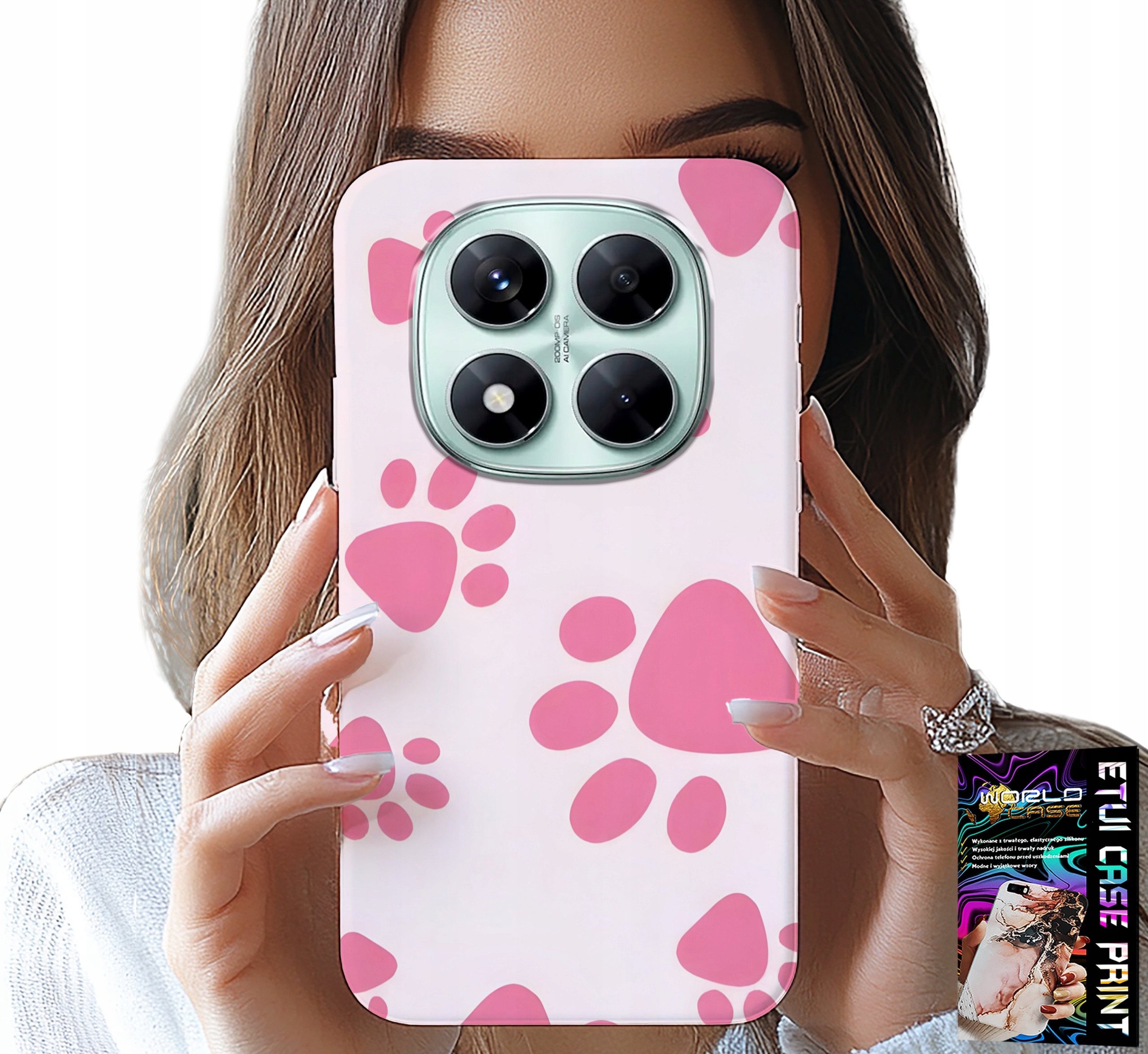 ETUI DO XIAOMI NOTE 14 PRO+ 5G - RÓŻOWE PSIE ŁAPKI, PLECKI, OBUDOWA CASE