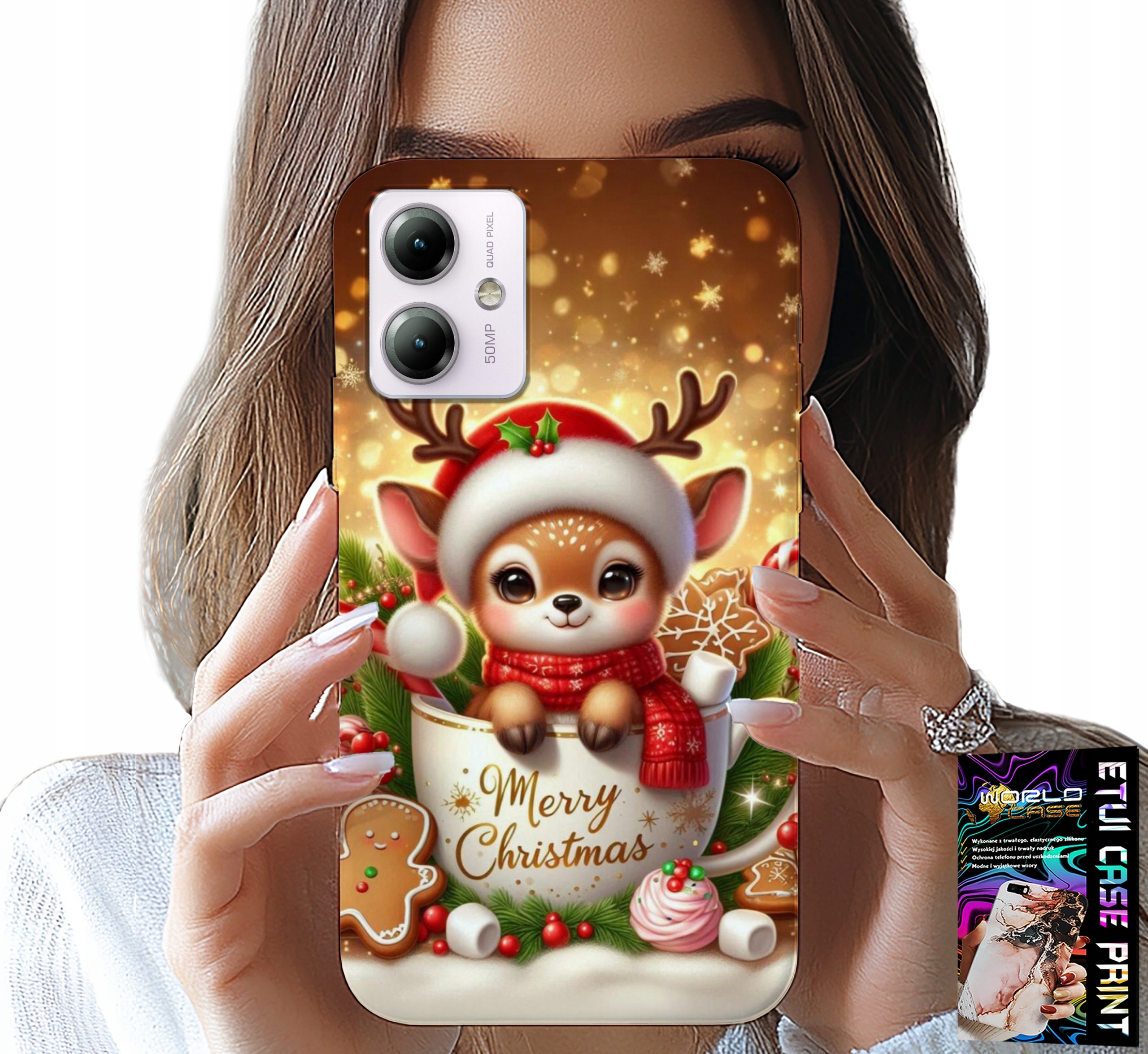 ETUI DO MOTOROLA MOTO G14 - RENIFEREK SŁODKI RENIFER ŚWIĄTECZNE WZÓR