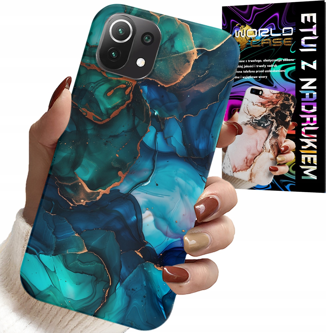ETUI DO XIAOMI MI 11 LITE - NIEBIESKO ZIELONY MARMUREK PLECKI WZORY