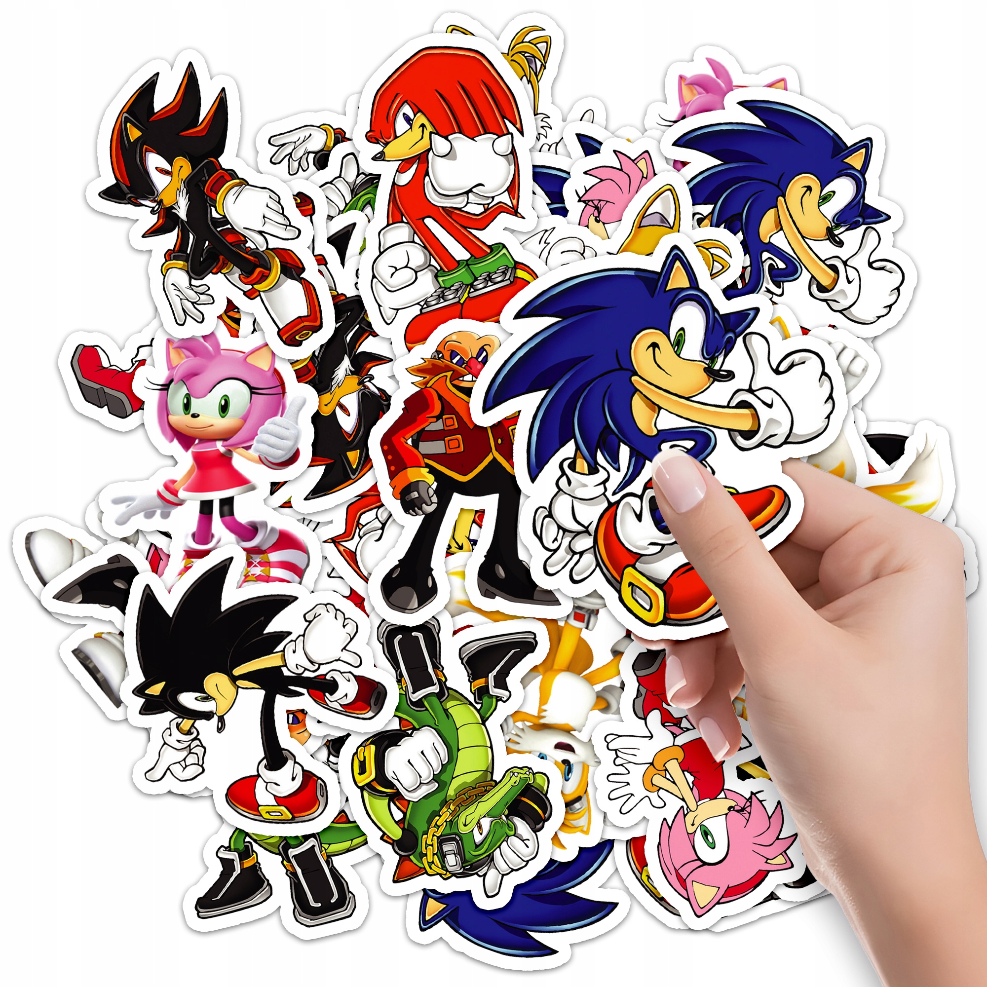 NAKLEJKI ETYKIETY NA ZESZYT NALEPKA Z POSTACIAMI SONIC WZORY 10SZT