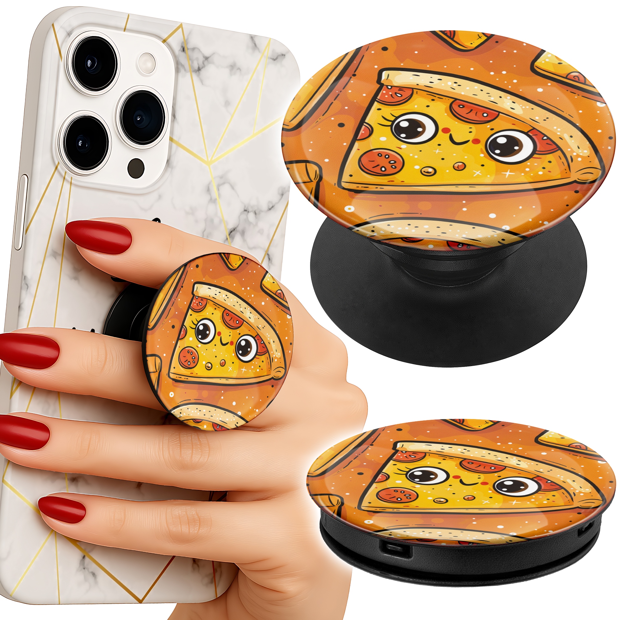 Uchwyt do telefonu Popsocket na palce/stojak SŁODKA UŚMIECHNIĘTA PIZZA