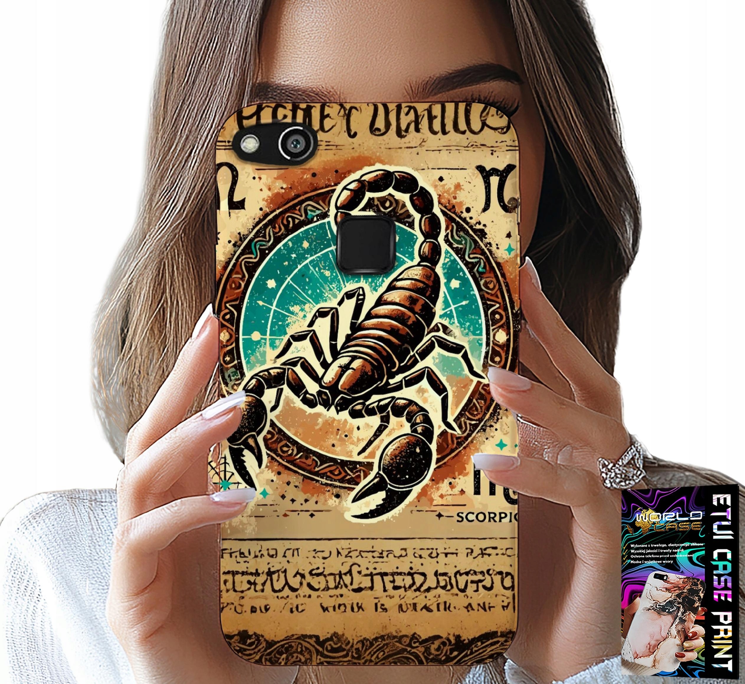 ETUI DO HUAWEI P10 LITE - SKORPION ZNAK ZODIAKU ASTRONOMIA + FOLIA