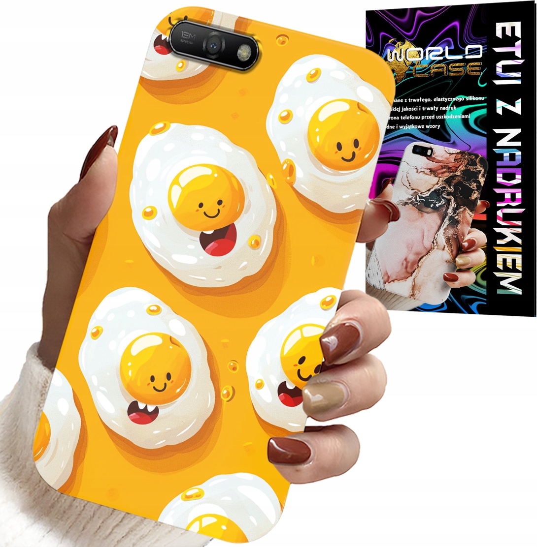 ETUI DO HUAWEI Y6 2018 - SŁODKIE UŚMIECHNIĘTE JAJKA CASE + FOLIA