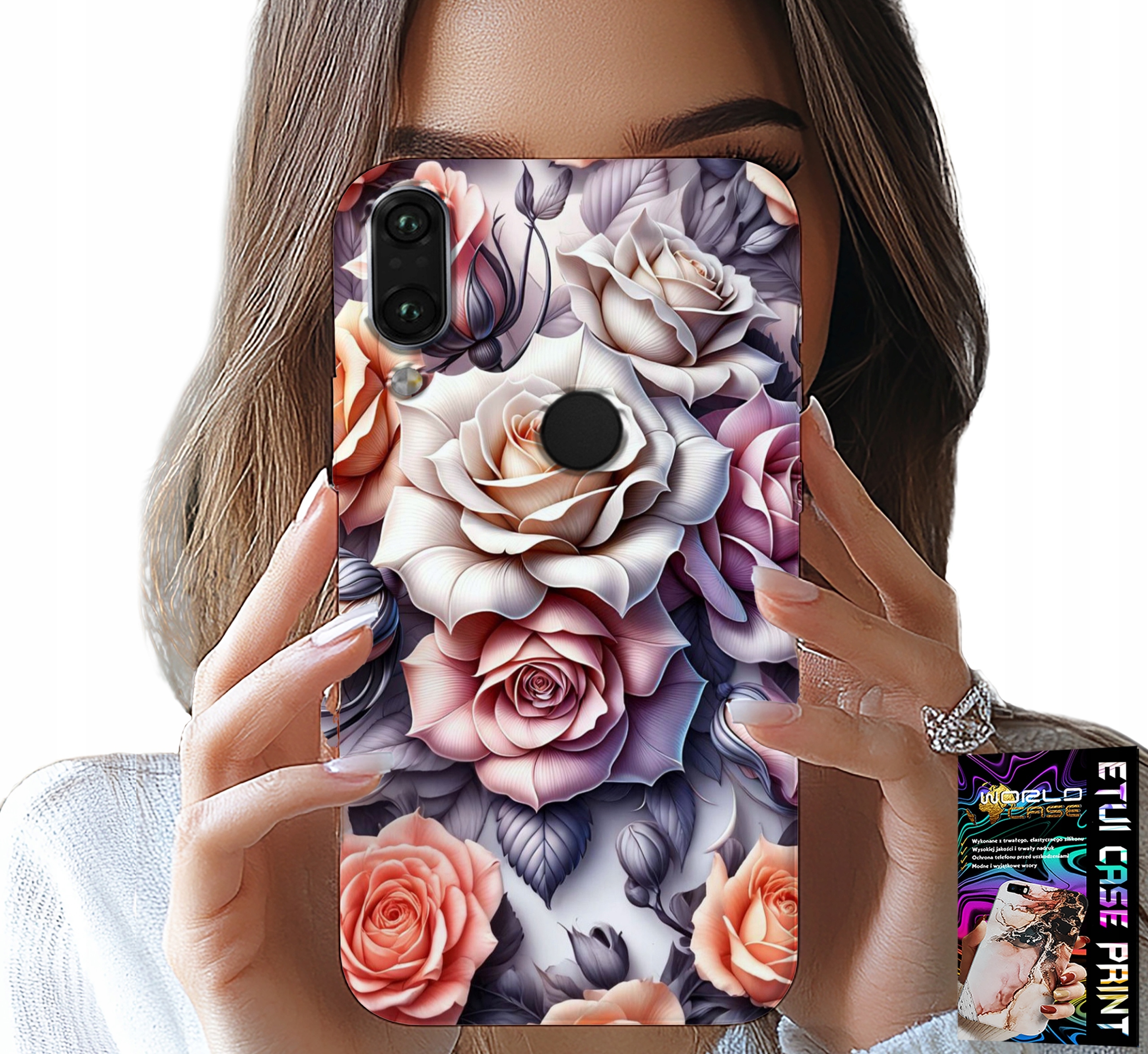 ETUI DO HUAWEI P SMART 2019 - KWIECISTE WZORY RÓŻA RÓŻE KWIATKI CASE