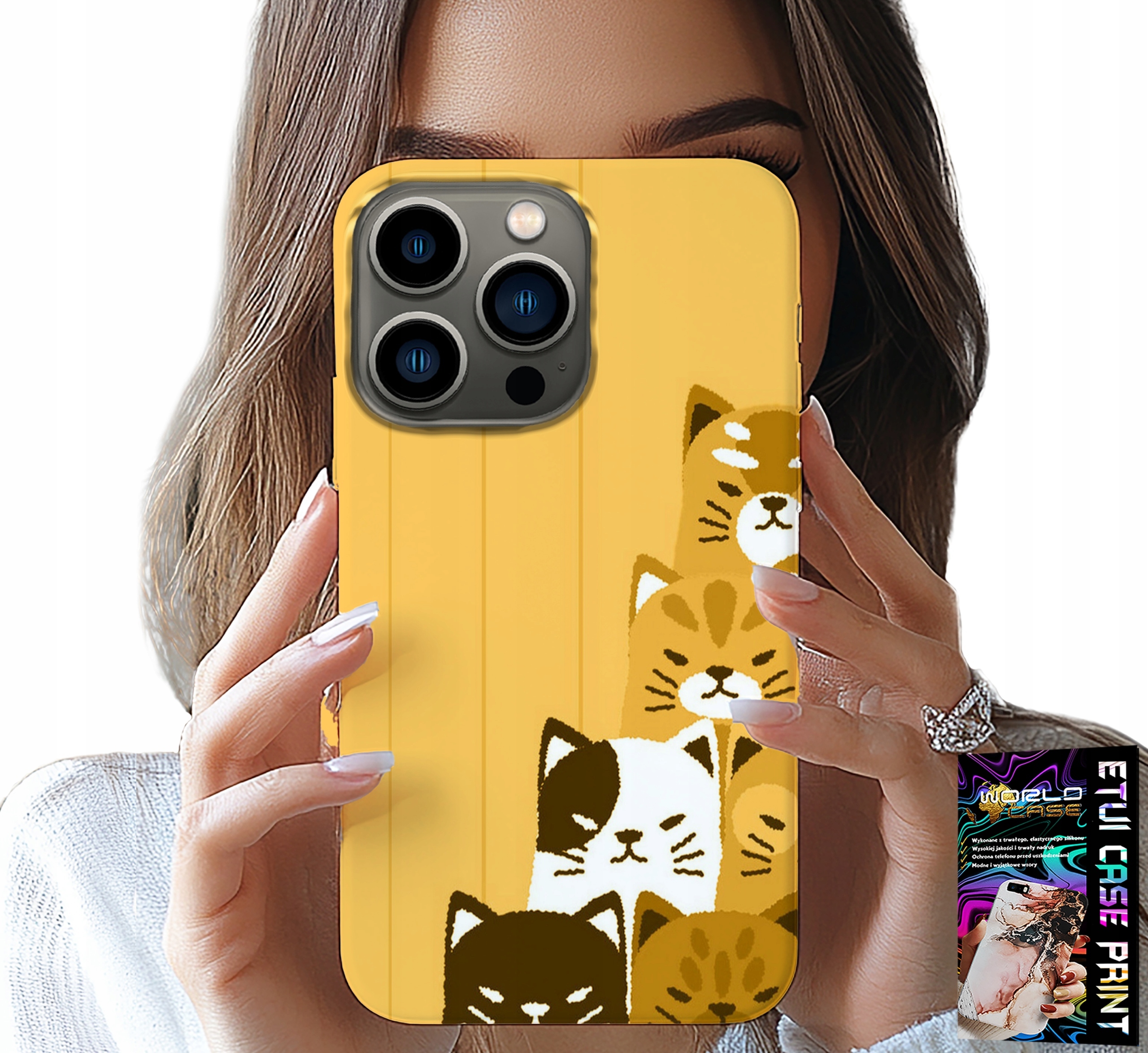ETUI DO IPHONE 14 PRO MAX - LOVE CAT, WZORY Z KOTAMI, CASE + SZKŁO
