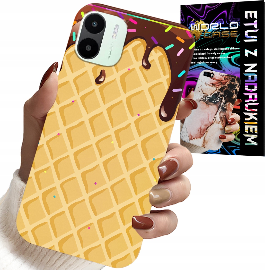 ETUI DO XIAOMI REDMI A2 - Z MOTYWEM WAFLA Z POLEWĄ CZEKOLADOWĄ